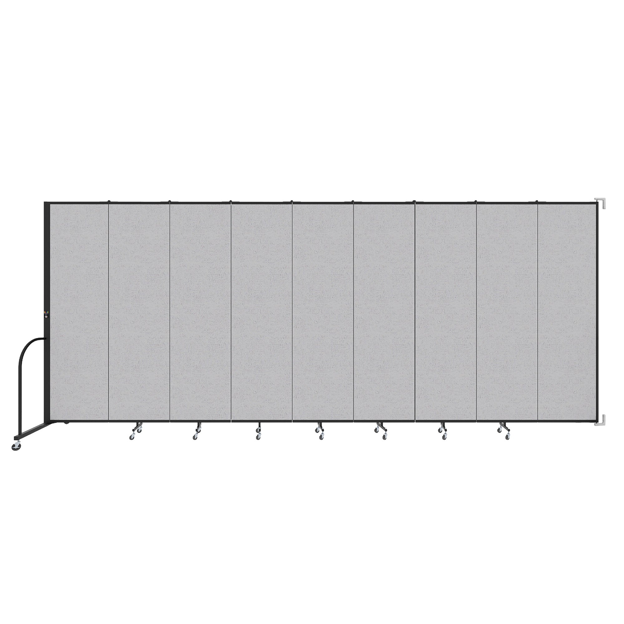 Wallmount Room Divider - 7' 4"H x 16' 6"L - 9 Panel, Gray Smoke, Fabric