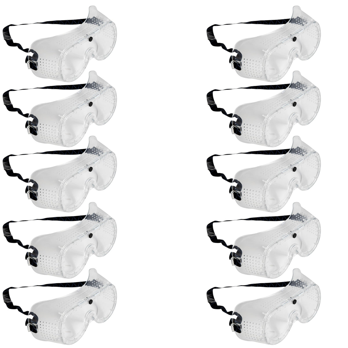 Safety Goggles with Direct Vents, Adult Size, Pack of 10