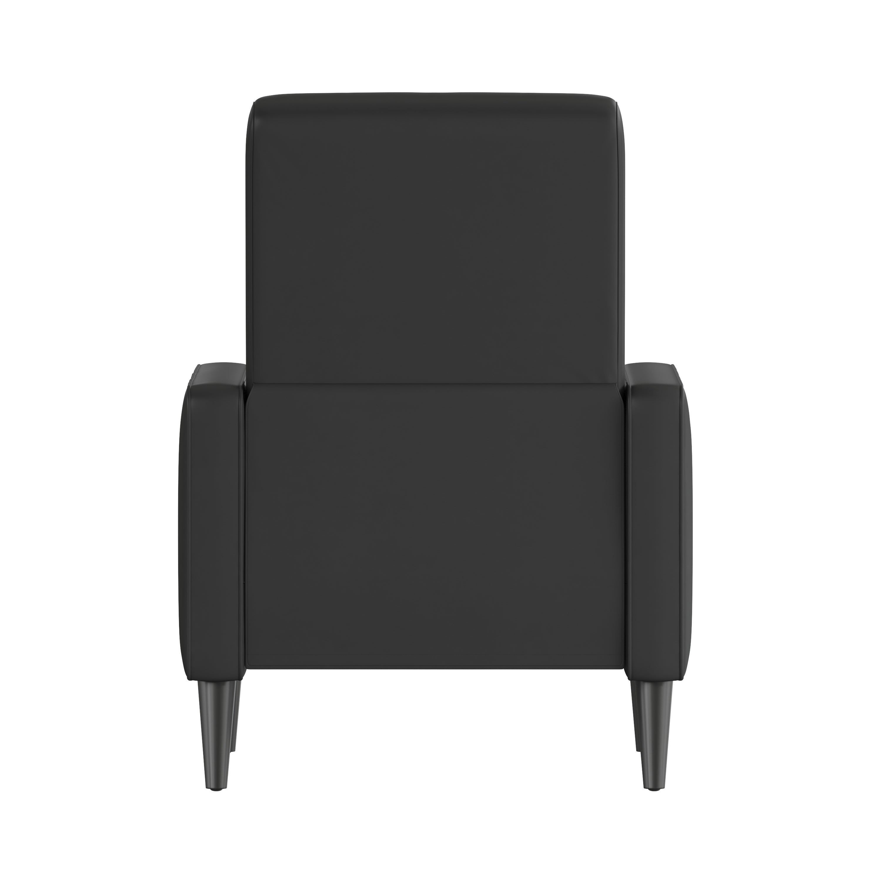 Ezra Mid-Century Modern LeatherSoft Upholstered Button Tufted Pushback Recliner in Black for Residential & Commercial Use