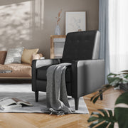 Ezra Mid-Century Modern LeatherSoft Upholstered Button Tufted Pushback Recliner in Black for Residential & Commercial Use