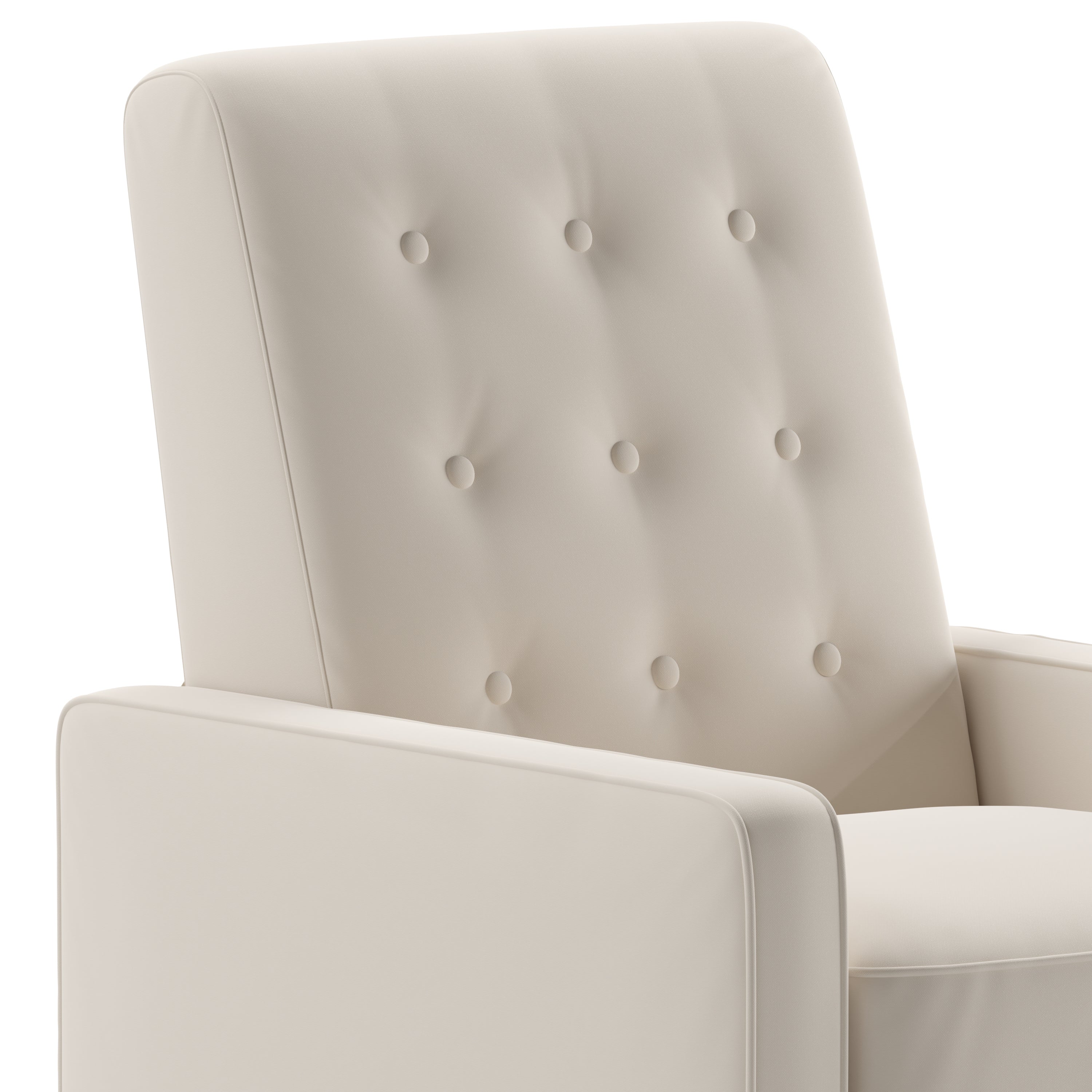 Ezra Mid-Century Modern Fabric Upholstered Button Tufted Pushback Recliner in Cream for Residential & Commercial Use