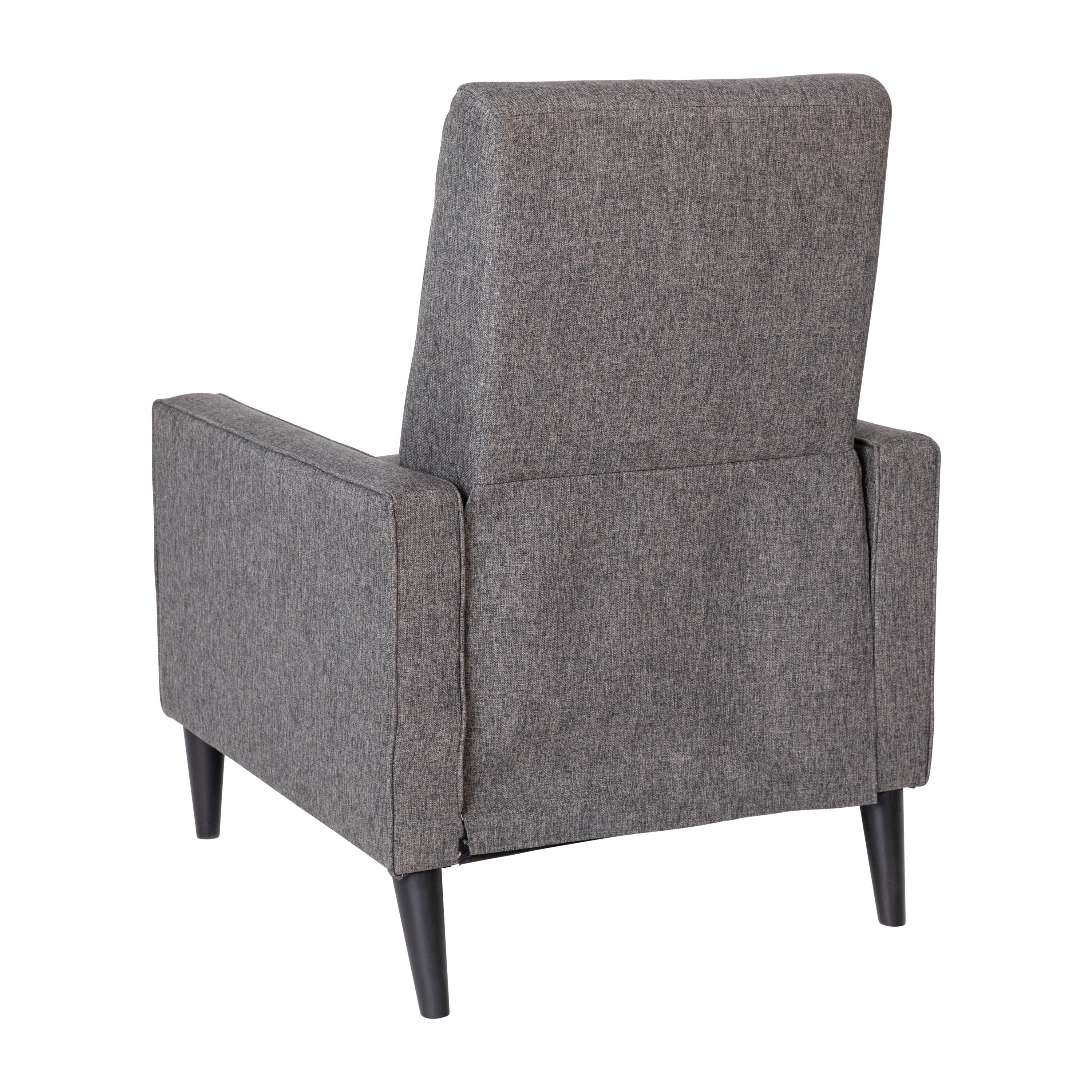 Ezra Mid-Century Modern Fabric Upholstered Button Tufted Pushback Recliner in Gray for Residential & Commercial Use