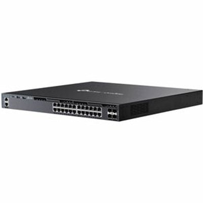 TP-Link - Omada Omada 24-Port Gigabit Stackable L3 Managed PoE+ Switch with 4 10G Slots - 25 Ports - Gigabit Ethernet, 10 Gigabit - Black