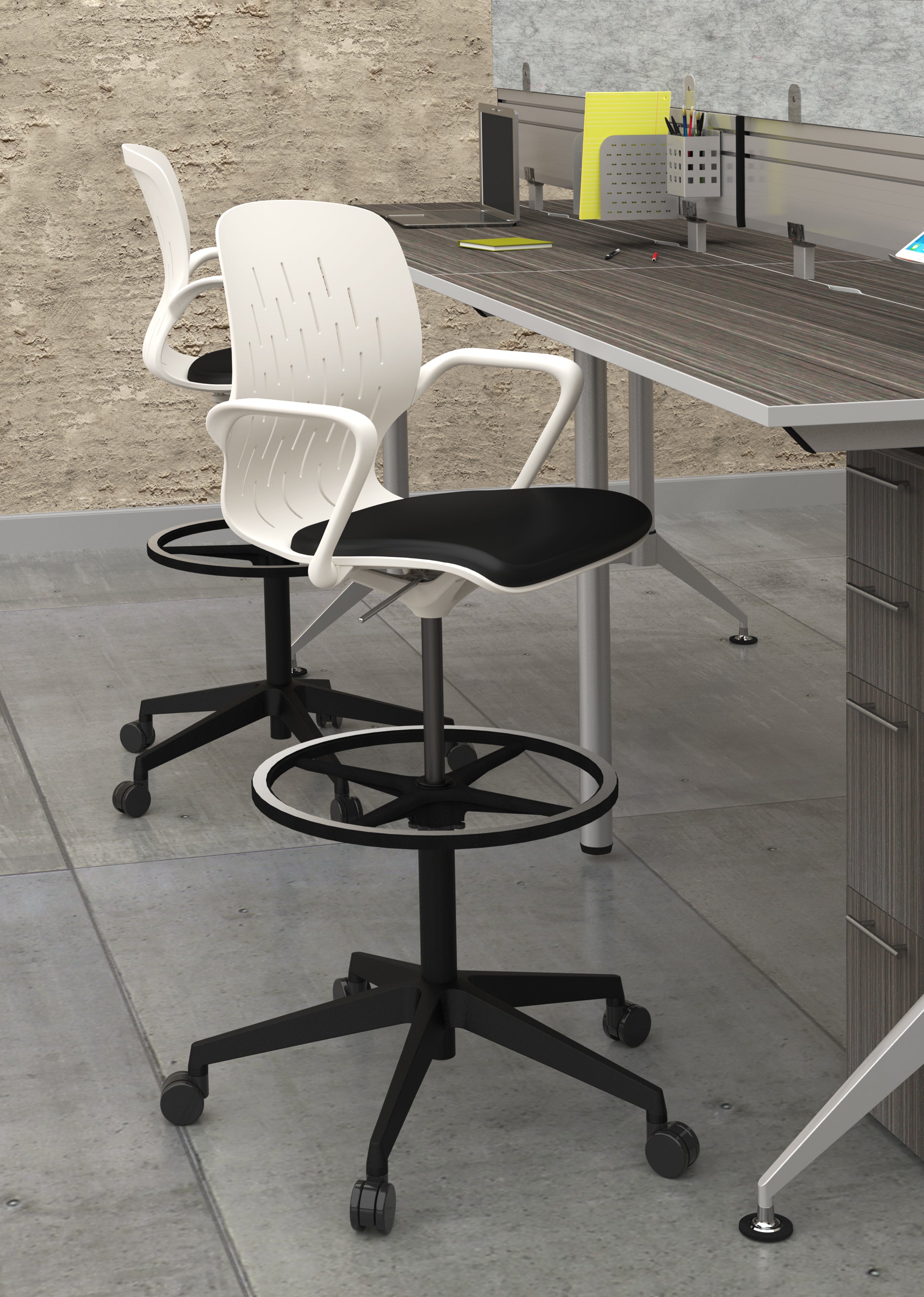 Shell Ext Hgt Task Chair White
