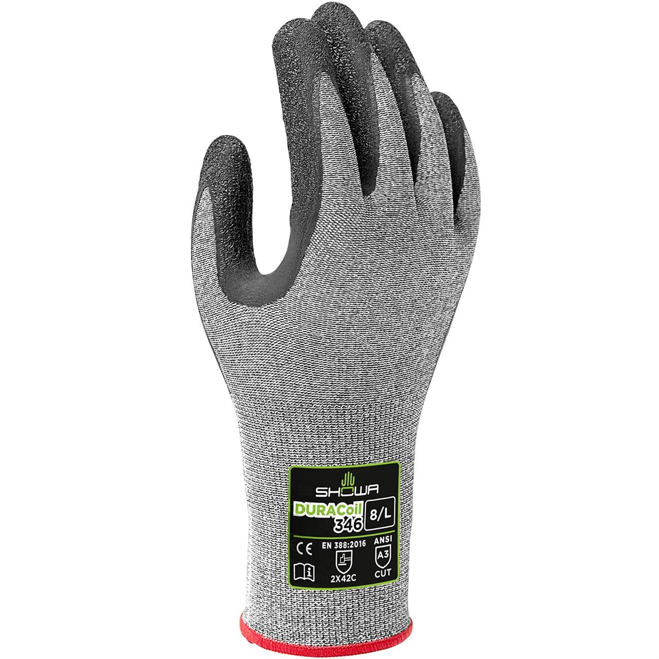 346S-06 Showa, Cut Resistant Glove, Small, A3 Cut, Black, 10 L