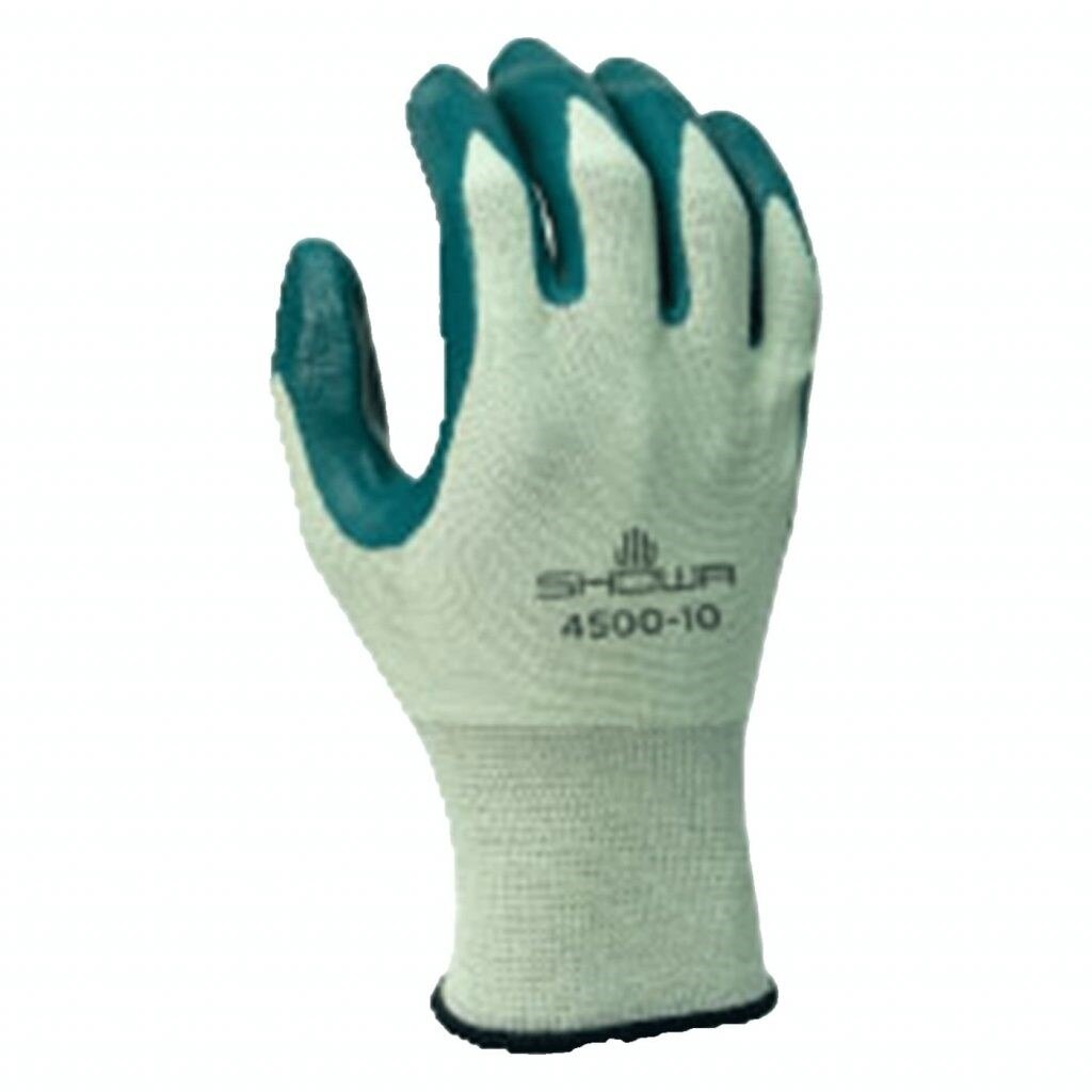 SHOWA® 4500 General purpose, nitrile-coated palm-dipped,  light green w/green dip, nylon seamless shell/extra small