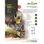 4561XL-09 Showa, Cut Resistant Glove, X-Large, A4 Cut, Nitrile, Yellow, 10.25 L