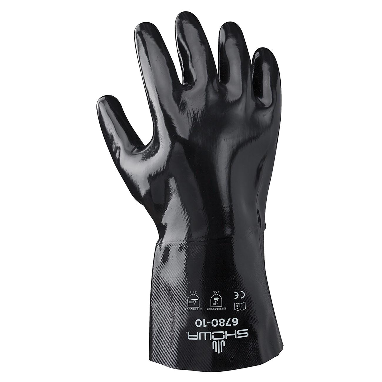 Chemical Resistance Glove, Size: Large; Coating Material: Neoprene; Length: 13.5; Color: Black; Grip: Smooth