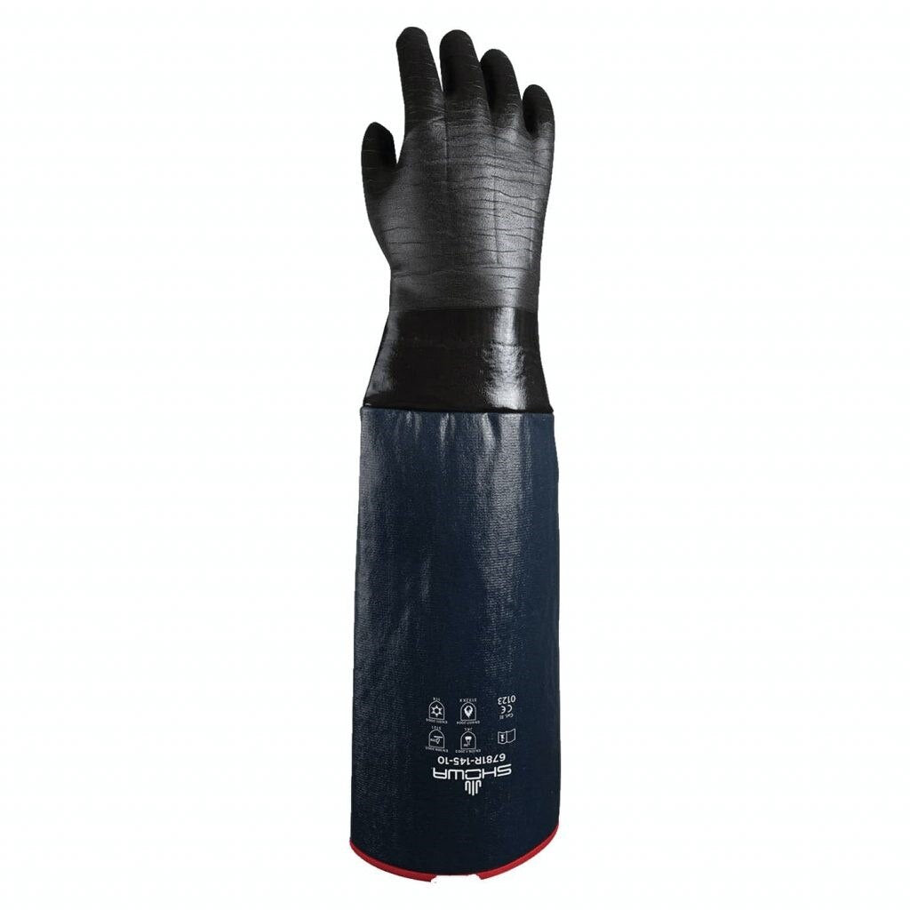 Chemical Resistance Glove, Large, 13.5 L, Black