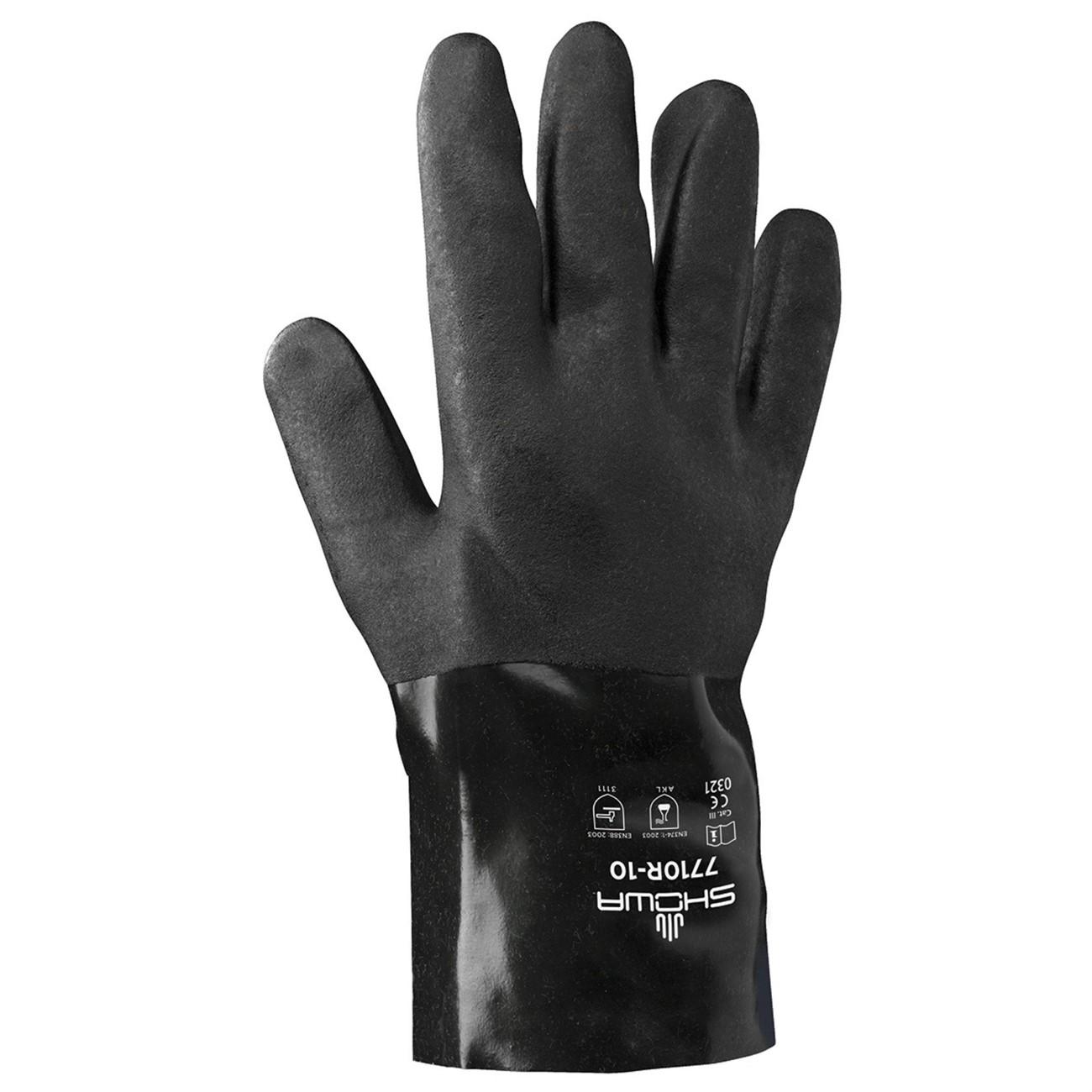 Chemical Resistance Glove, Size: Large; Length: 10; Color: Black; Grip: Rough