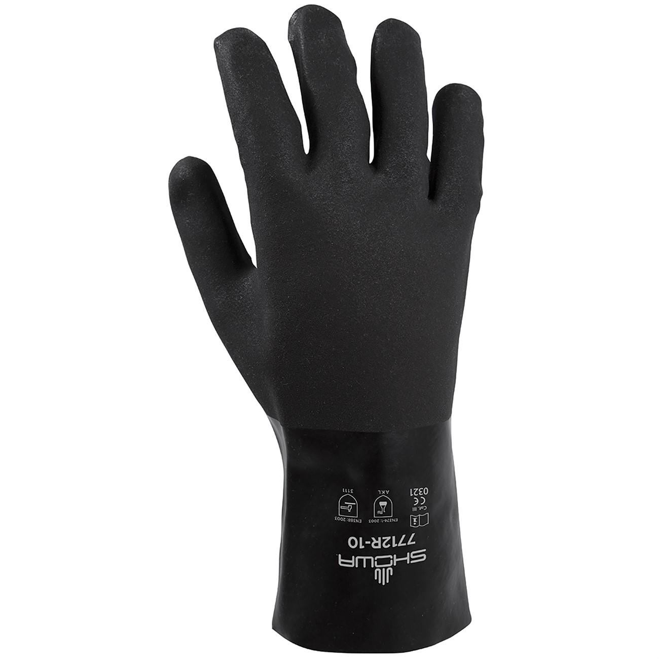 Chemical Resistance Glove, Size: Large; Length: 11; Color: Black; Grip: Rough