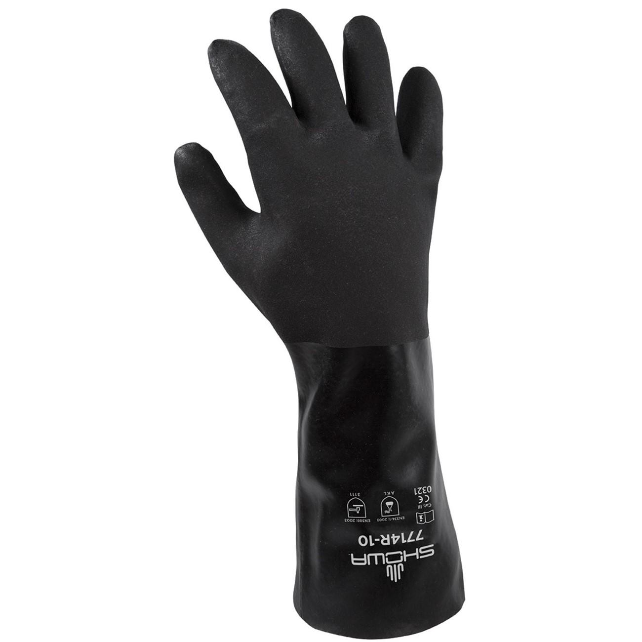 Chemical Resistance Glove, Size: Large; Length: 13; Color: Black; Grip: Rough
