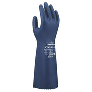 Chemical Resistance Glove, Size: Medium; Material: Nitrile; Length: 13.5; Color: Blue; Thickness: 15 mil; Biodegradable; Special Feature: Unique Flocking Technology