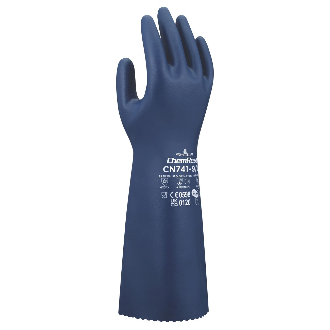 Chemical Resistance Glove, Size: Small; Material: Nitrile; Length: 13.5; Color: Blue; Thickness: 15 mil; Biodegradable; Special Feature: Unique Flocking Technology