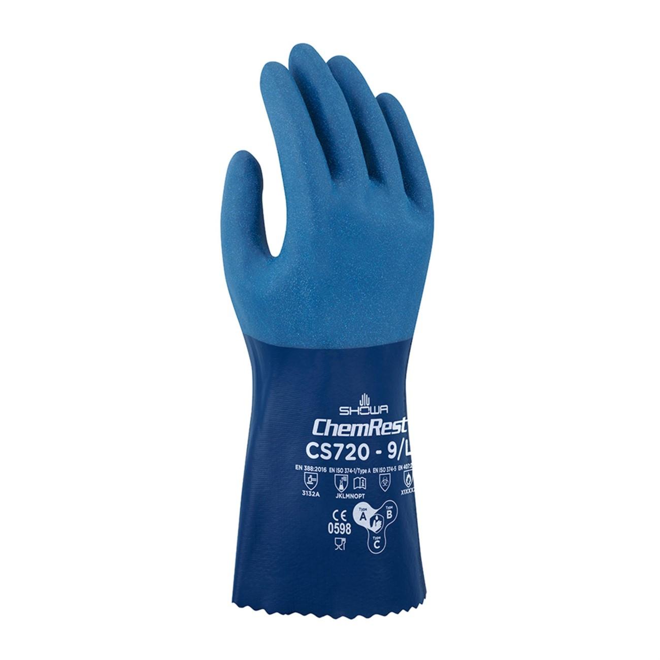 Chemical Resistance Glove, ATLAS, Size: Small; Material: Nitrile; Length: 12.25; Color: Blue; Grip: Rough