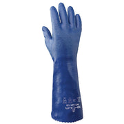 Chemical Resistance Glove, Size: Small; Material: Nitrile; Length: 13.75; Color: Royal Blue; Grip: Rough