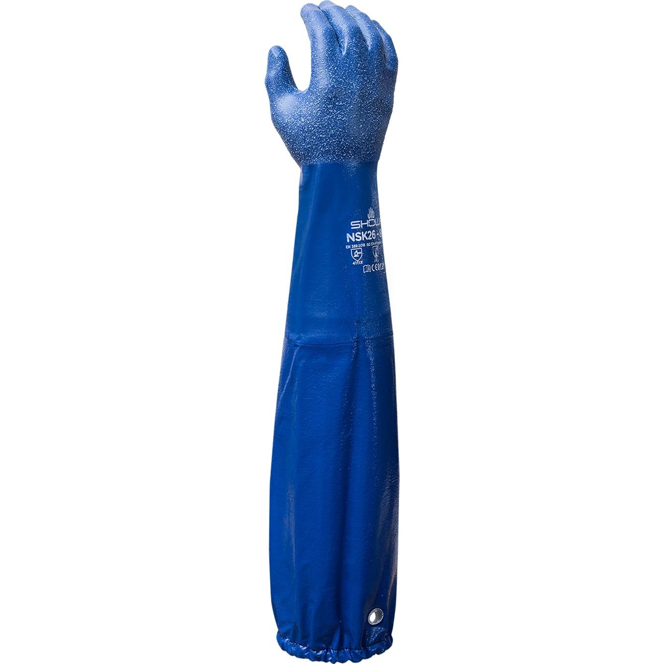 Chemical Resistance Glove, Size: X-Large; Material: Nitrile; Length: 13; Color: Royal Blue; Grip: Rough