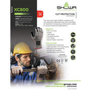 XC800M-07 Showa, Cut Resistant Glove, Medium, A5 Cut, Nitrile, 9.5 L