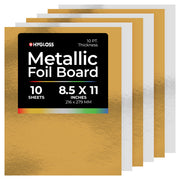 Metallic Foil Board - 10 sheets, 10"x13", 5 gold & 5 silver