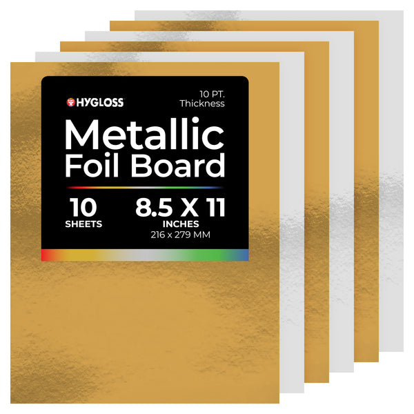 Metallic Foil Board - 10 sheets, 10"x13", 5 gold & 5 silver
