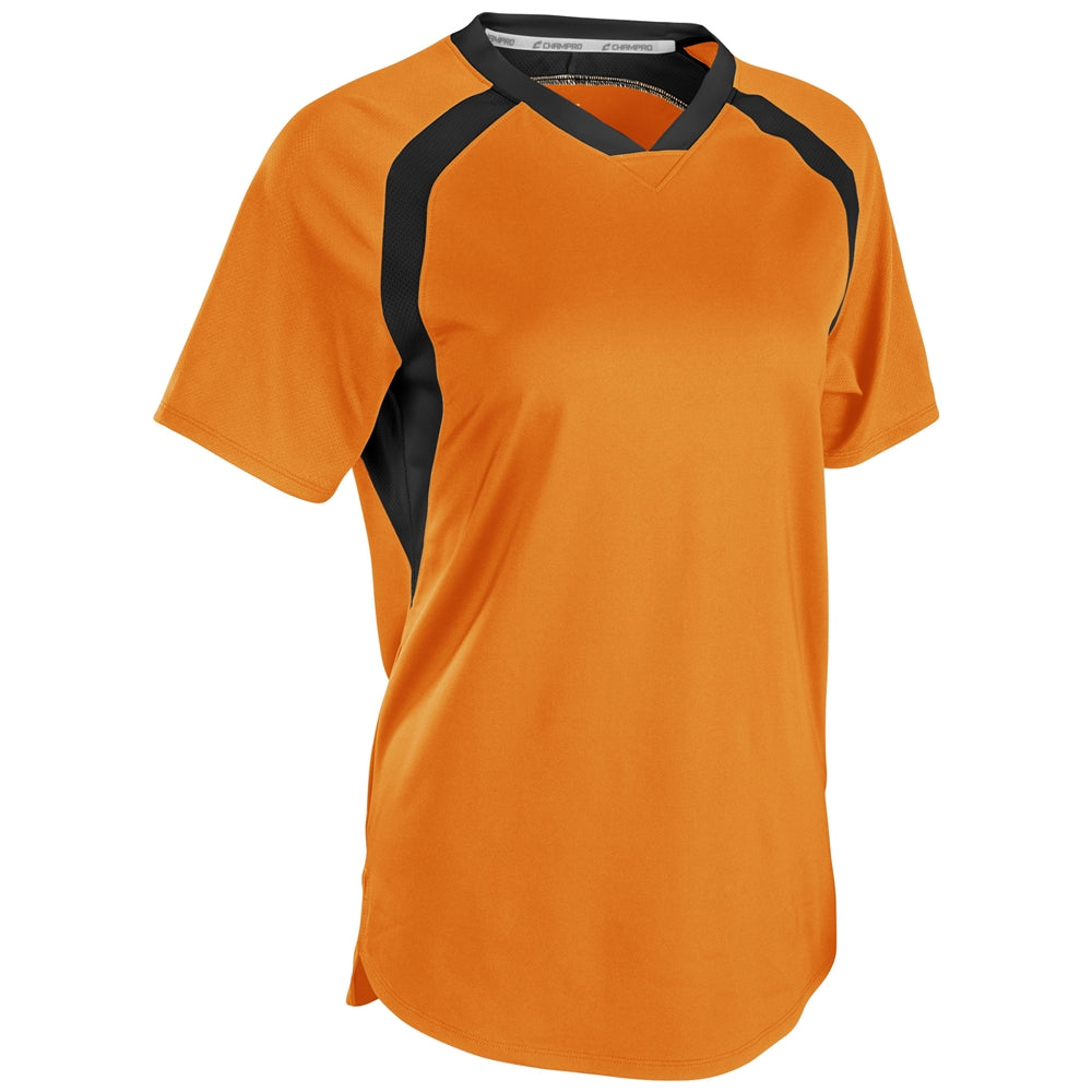 Hat Trick Jersey - Neon Orange Black - Womens - Extra-Small