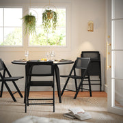 Galene Set of 2 Cane Rattan Folding Chairs with Solid Wood Frame and Seat and Ventilated Back, Perfect for Events or Additional Seating, Natural/Black