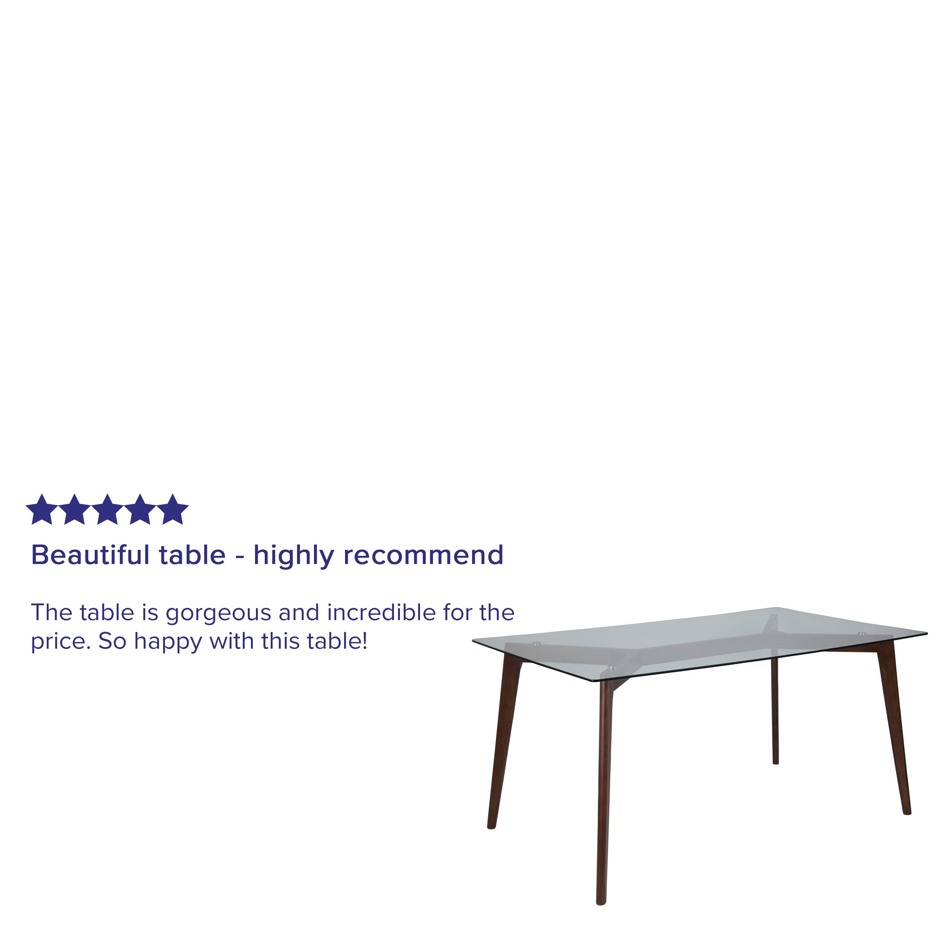 Parkside 35.25" x 59" Rectangular Solid Walnut Wood Table with Clear Glass Top