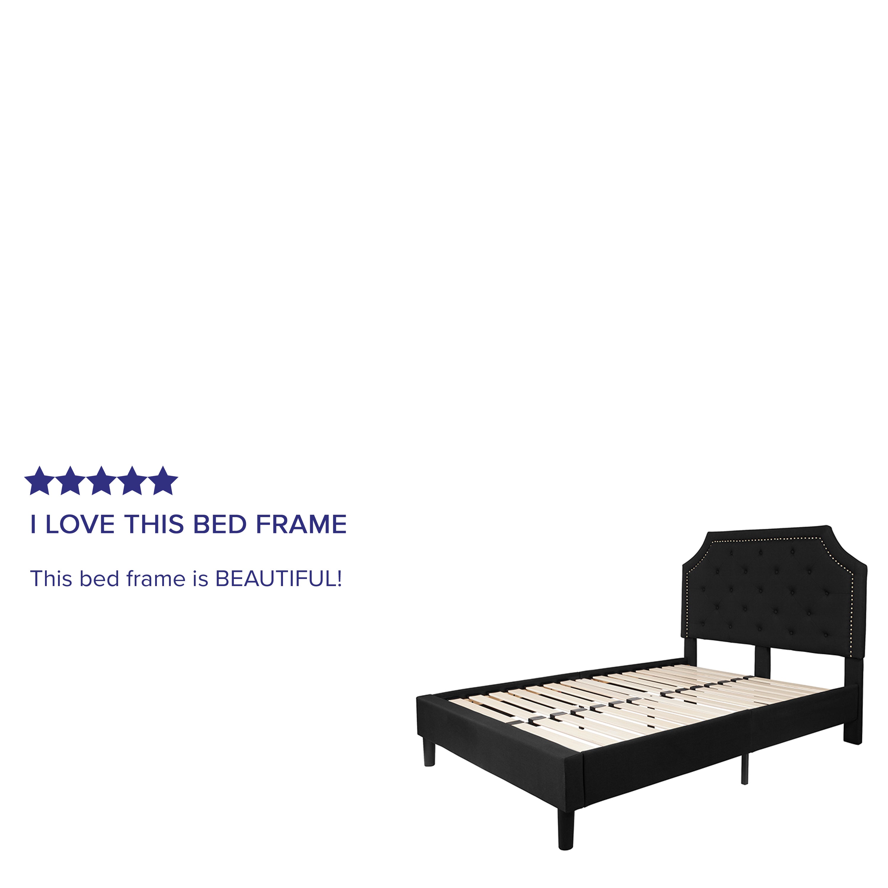 Brighton Full Size Tufted Upholstered Platform Bed in Black Fabric