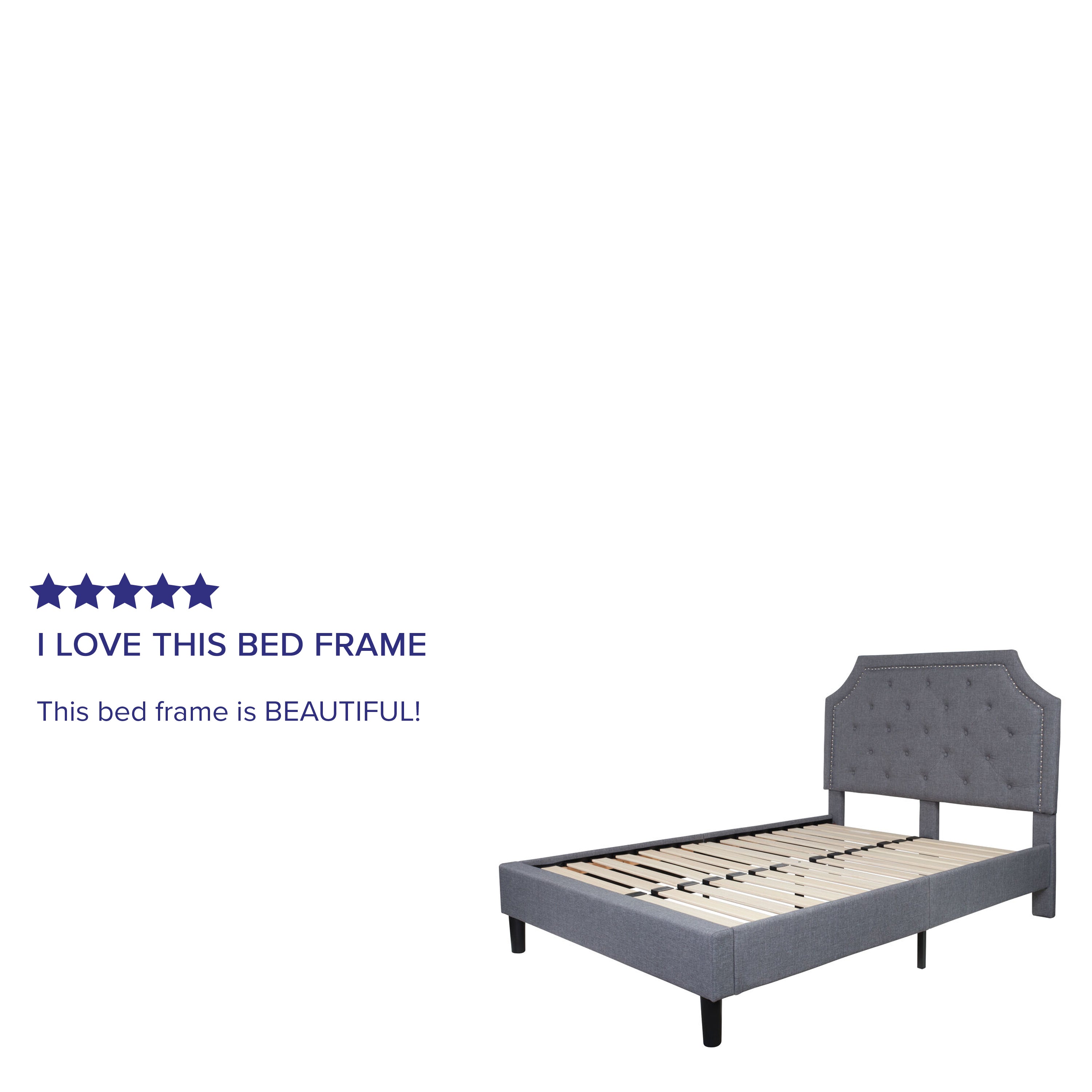 Brighton Full Size Tufted Upholstered Platform Bed in Light Gray Fabric