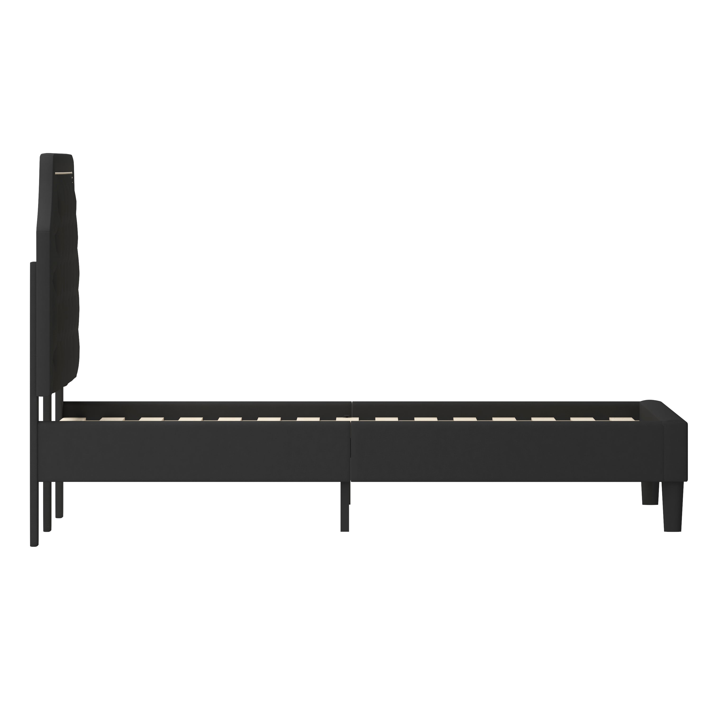 Brighton King Size Tufted Upholstered Platform Bed in Black Fabric