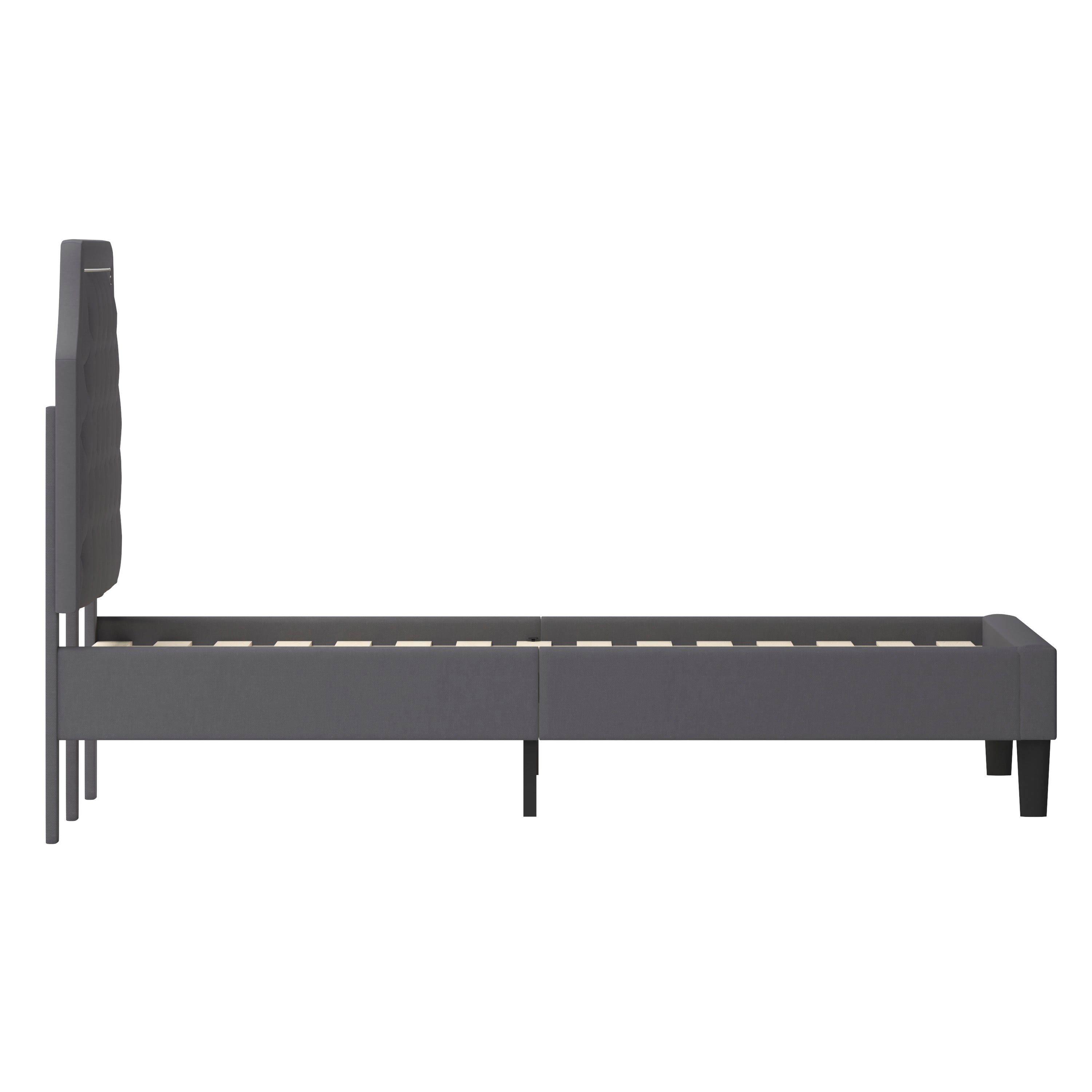 Brighton King Size Tufted Upholstered Platform Bed in Dark Gray Fabric