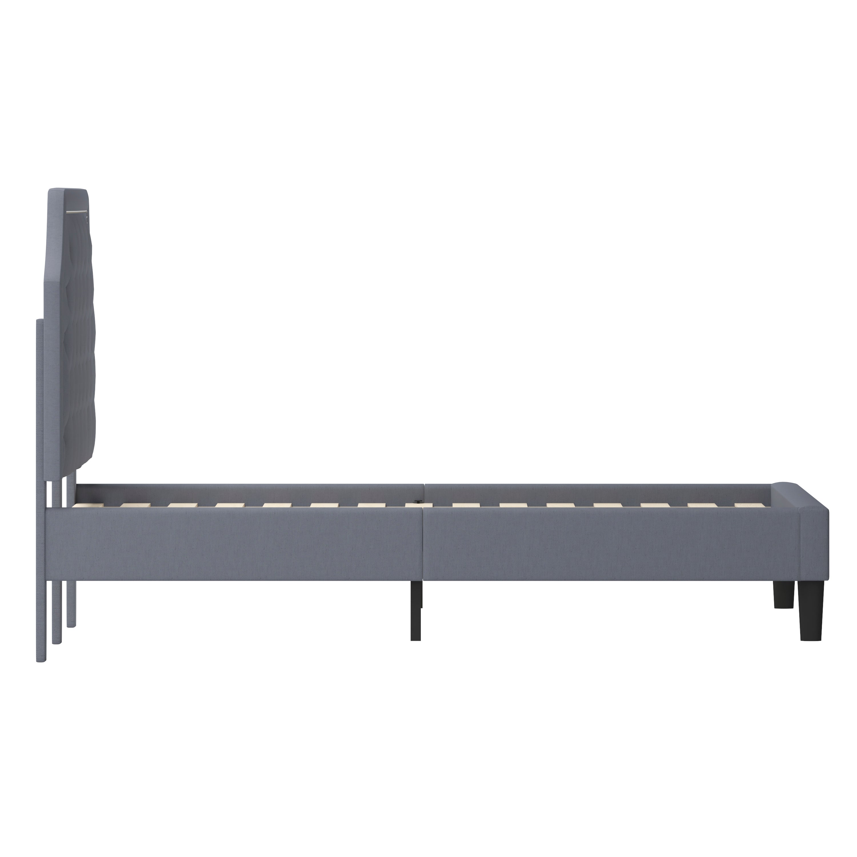 Brighton King Size Tufted Upholstered Platform Bed in Light Gray Fabric