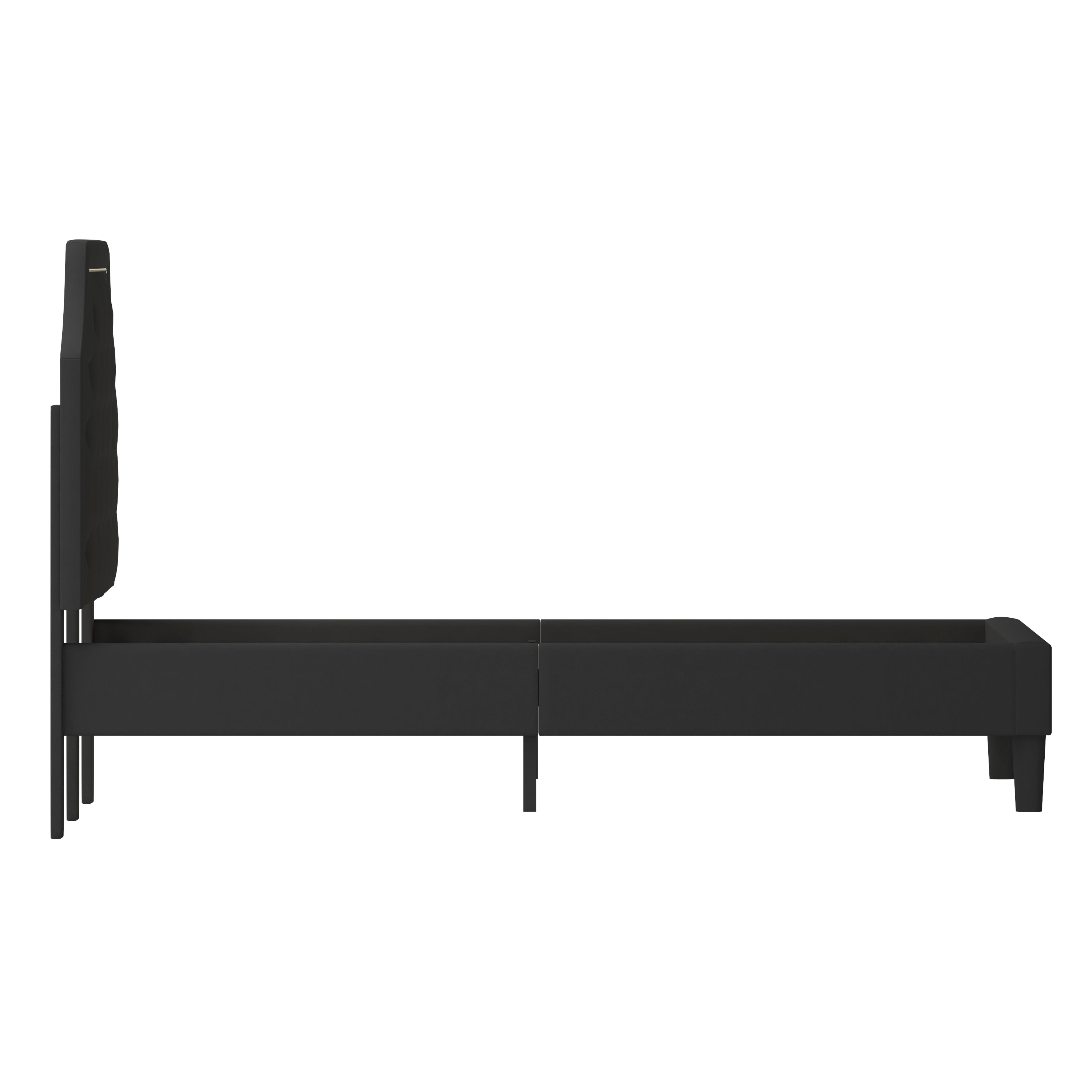 Brighton Queen Size Tufted Upholstered Platform Bed in Black Fabric
