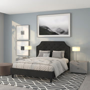Brighton Queen Size Tufted Upholstered Platform Bed in Black Fabric
