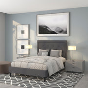 Roxbury Full Size Tufted Upholstered Platform Bed in Dark Gray Fabric