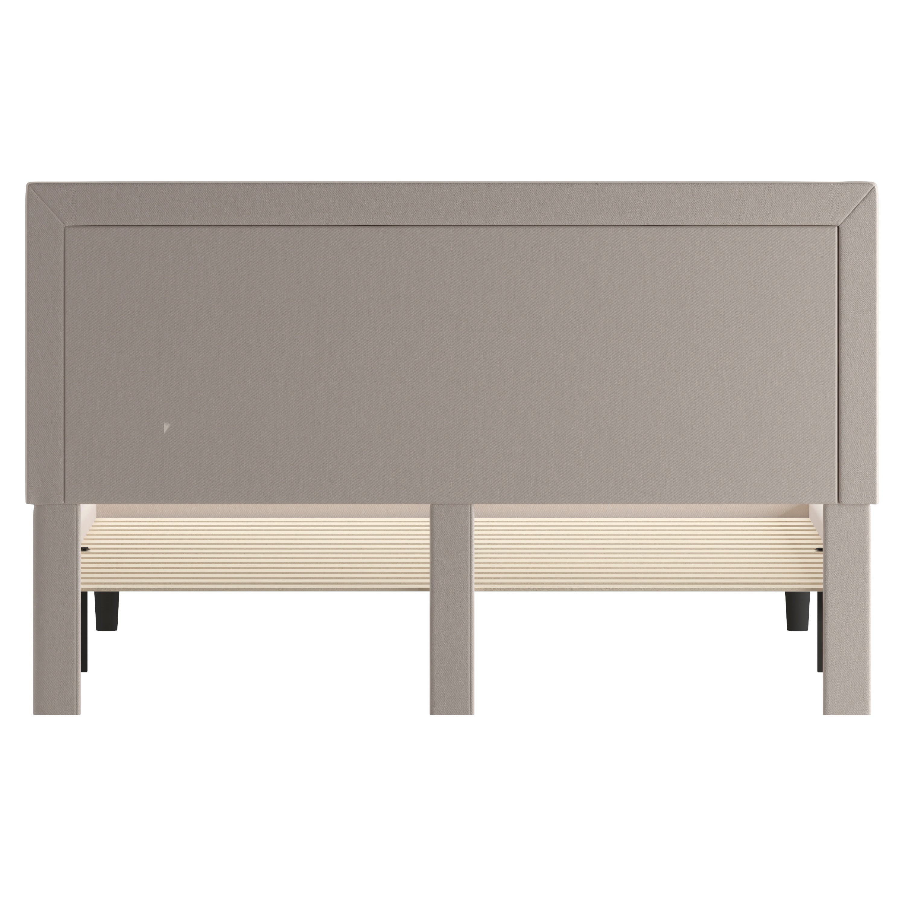 Roxbury King Size Tufted Upholstered Platform Bed in Beige Fabric