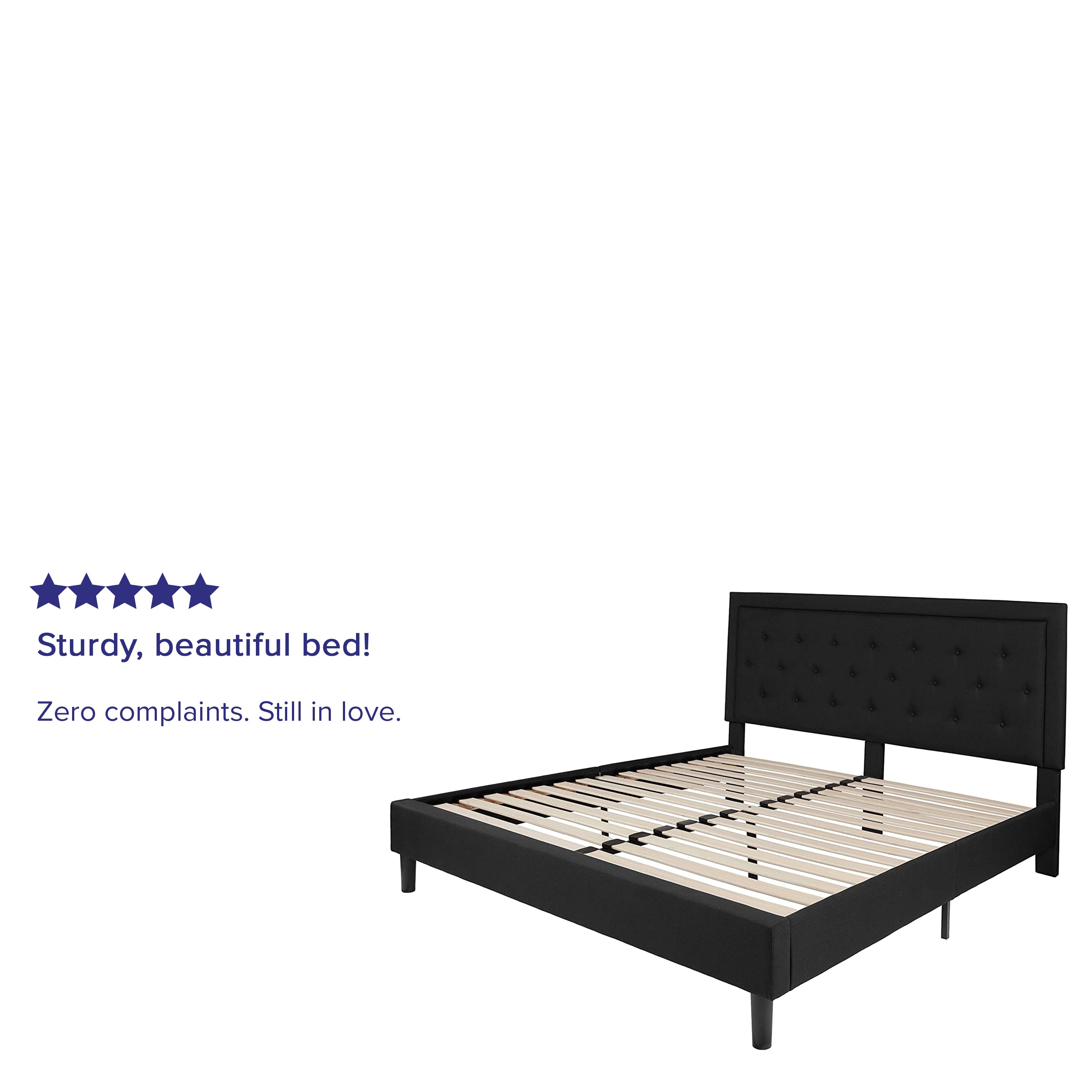 Roxbury King Size Tufted Upholstered Platform Bed in Black Fabric