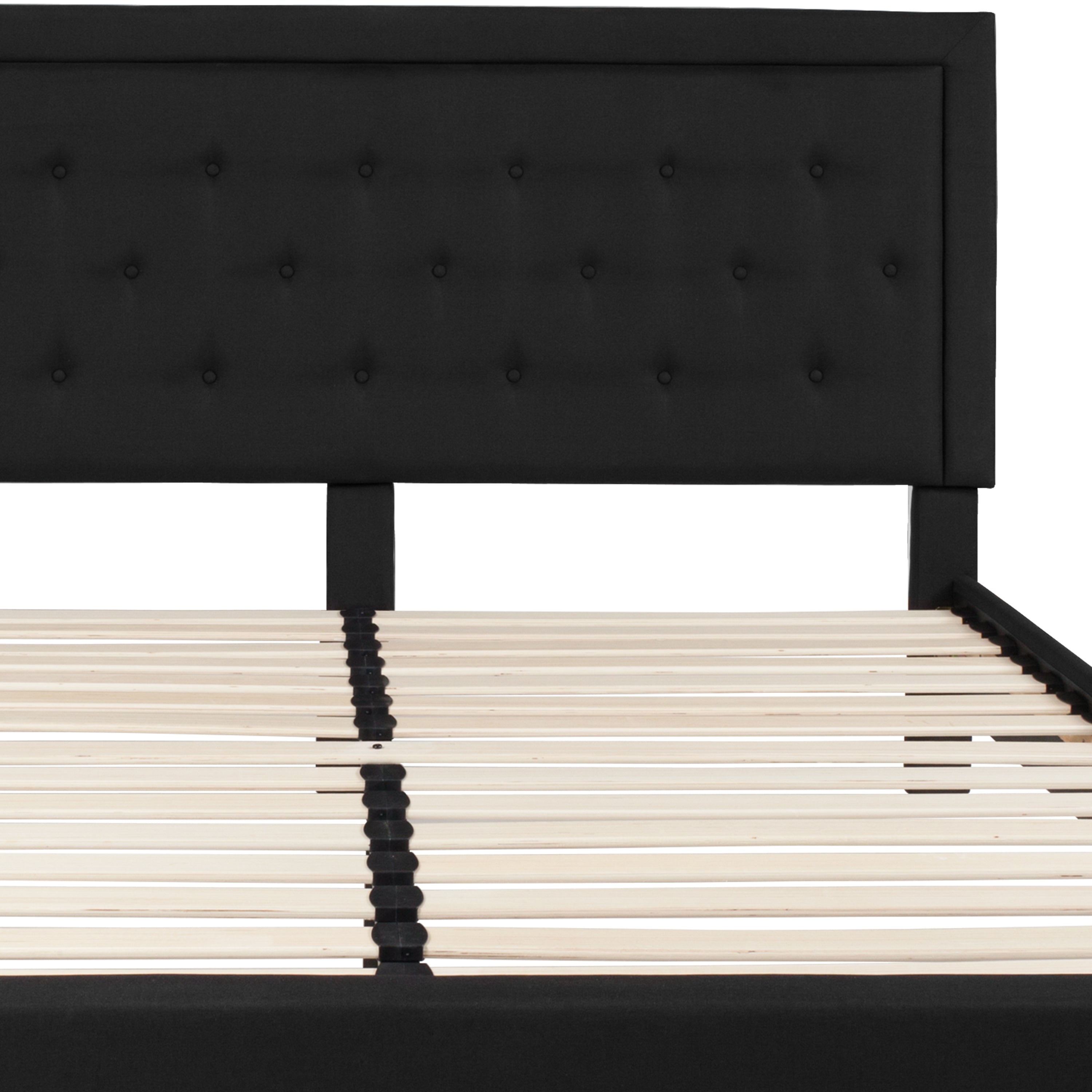 Roxbury King Size Tufted Upholstered Platform Bed in Black Fabric