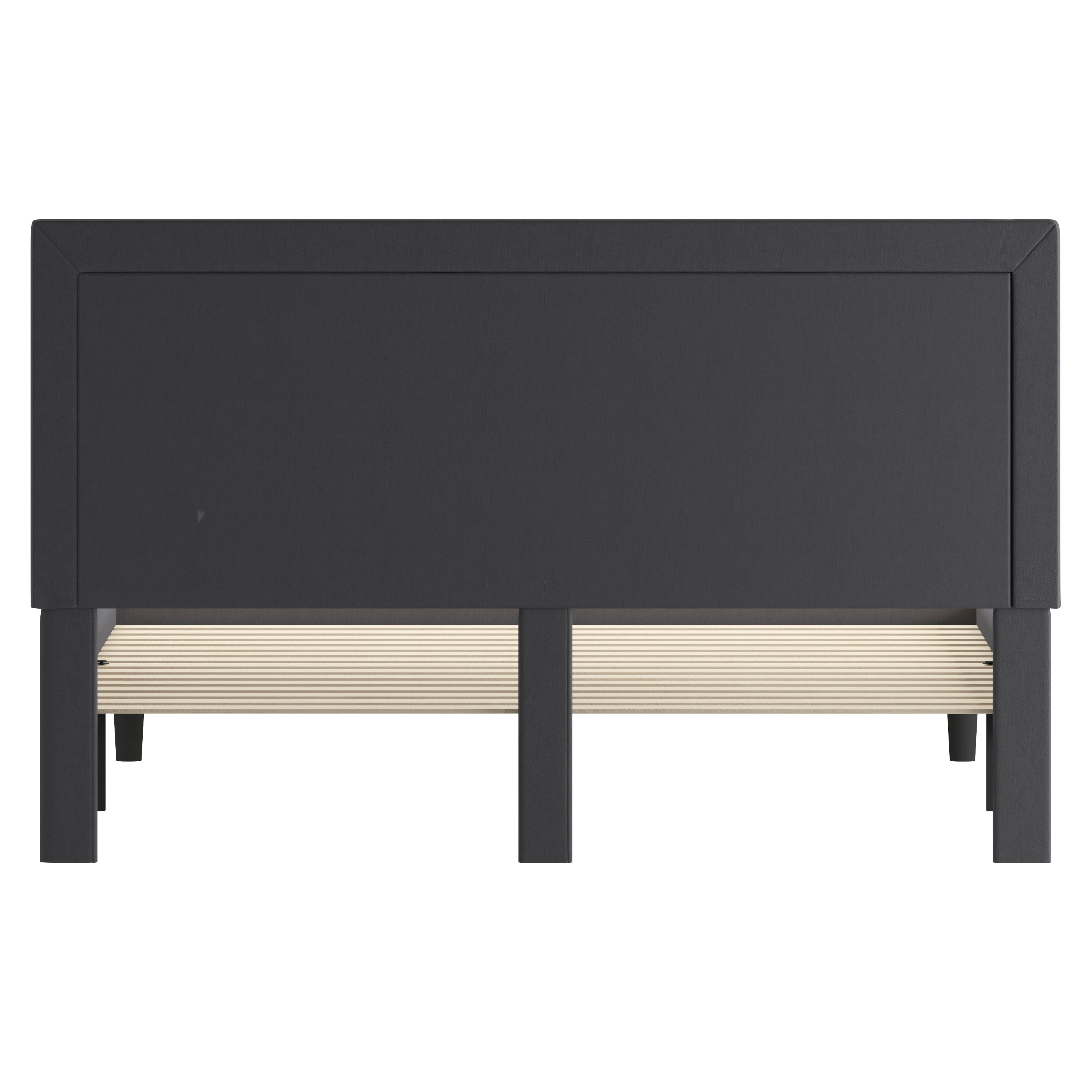 Roxbury King Size Tufted Upholstered Platform Bed in Dark Gray Fabric