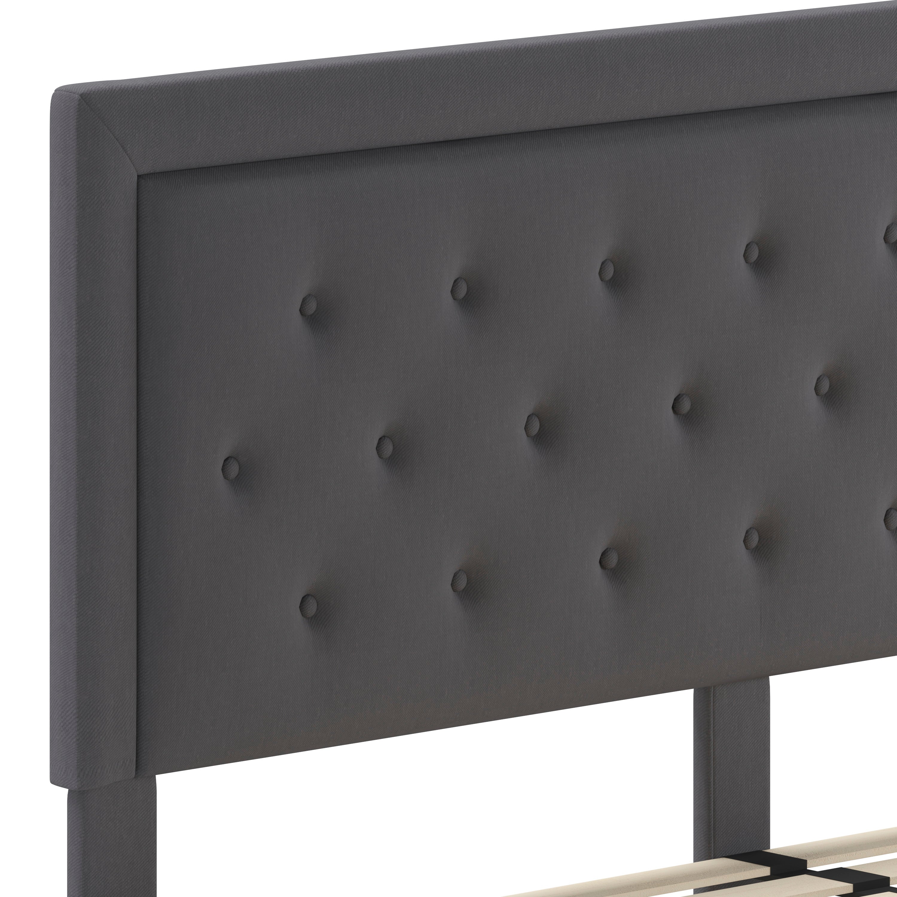 Roxbury King Size Tufted Upholstered Platform Bed in Dark Gray Fabric