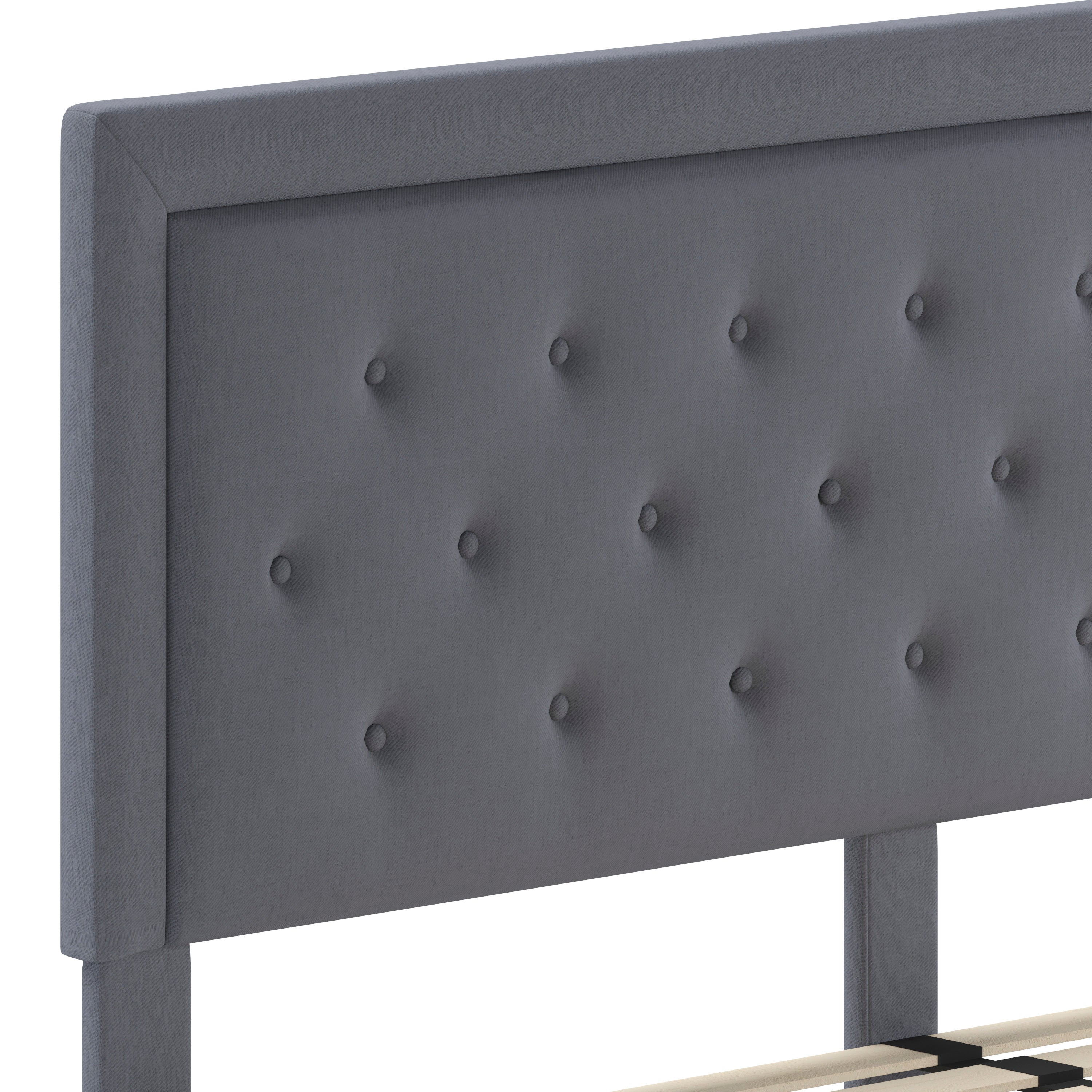 Roxbury King Size Tufted Upholstered Platform Bed in Light Gray Fabric