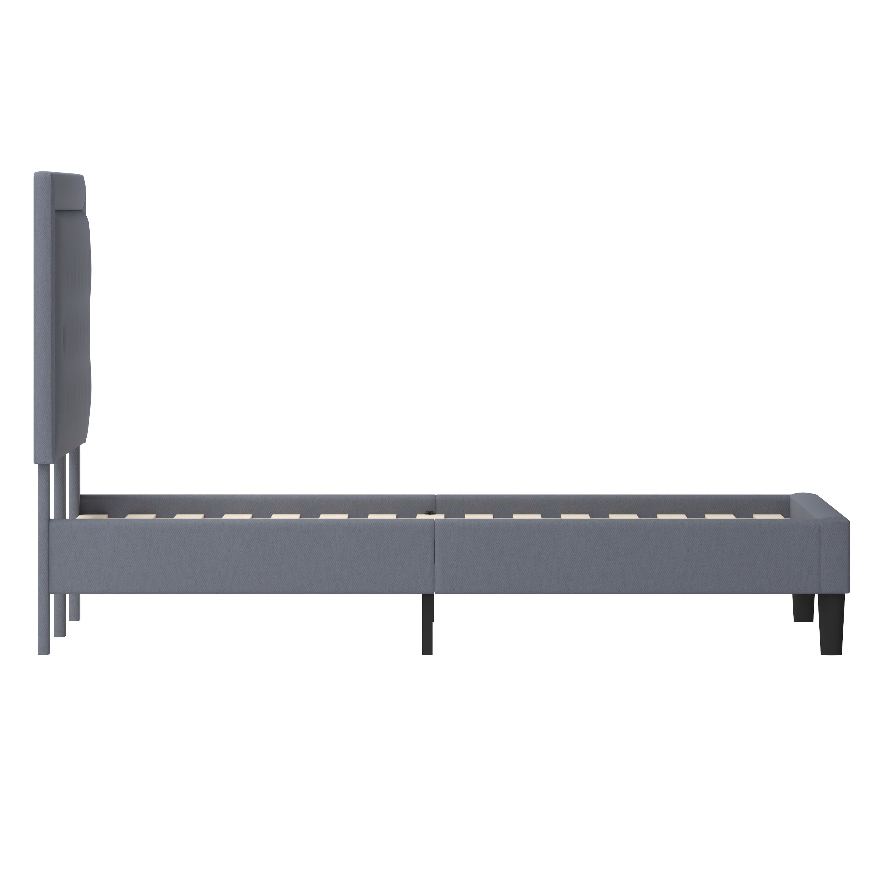 Roxbury King Size Tufted Upholstered Platform Bed in Light Gray Fabric