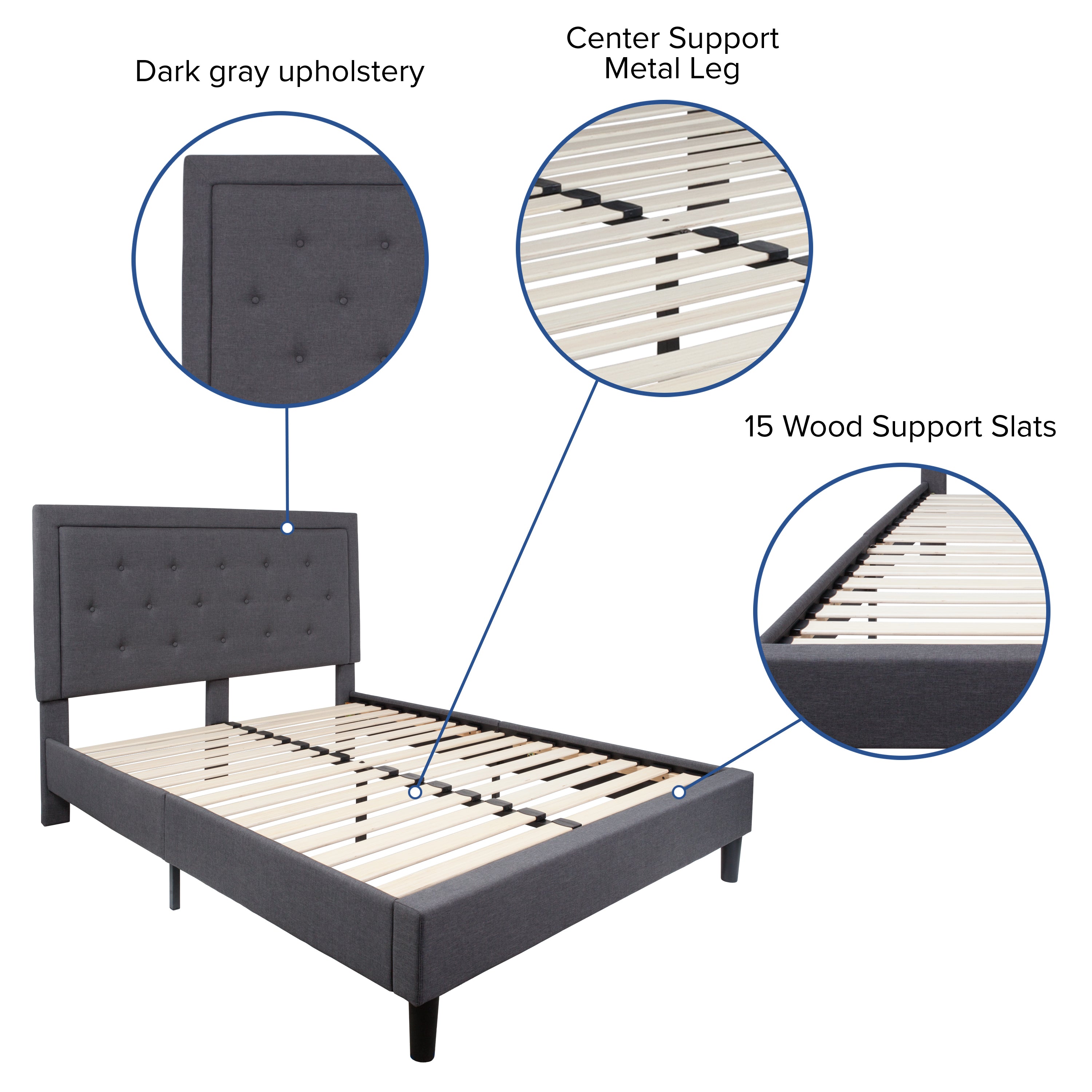Queen Platform Bed | Queen Size Platform Bed Frame with Headboard