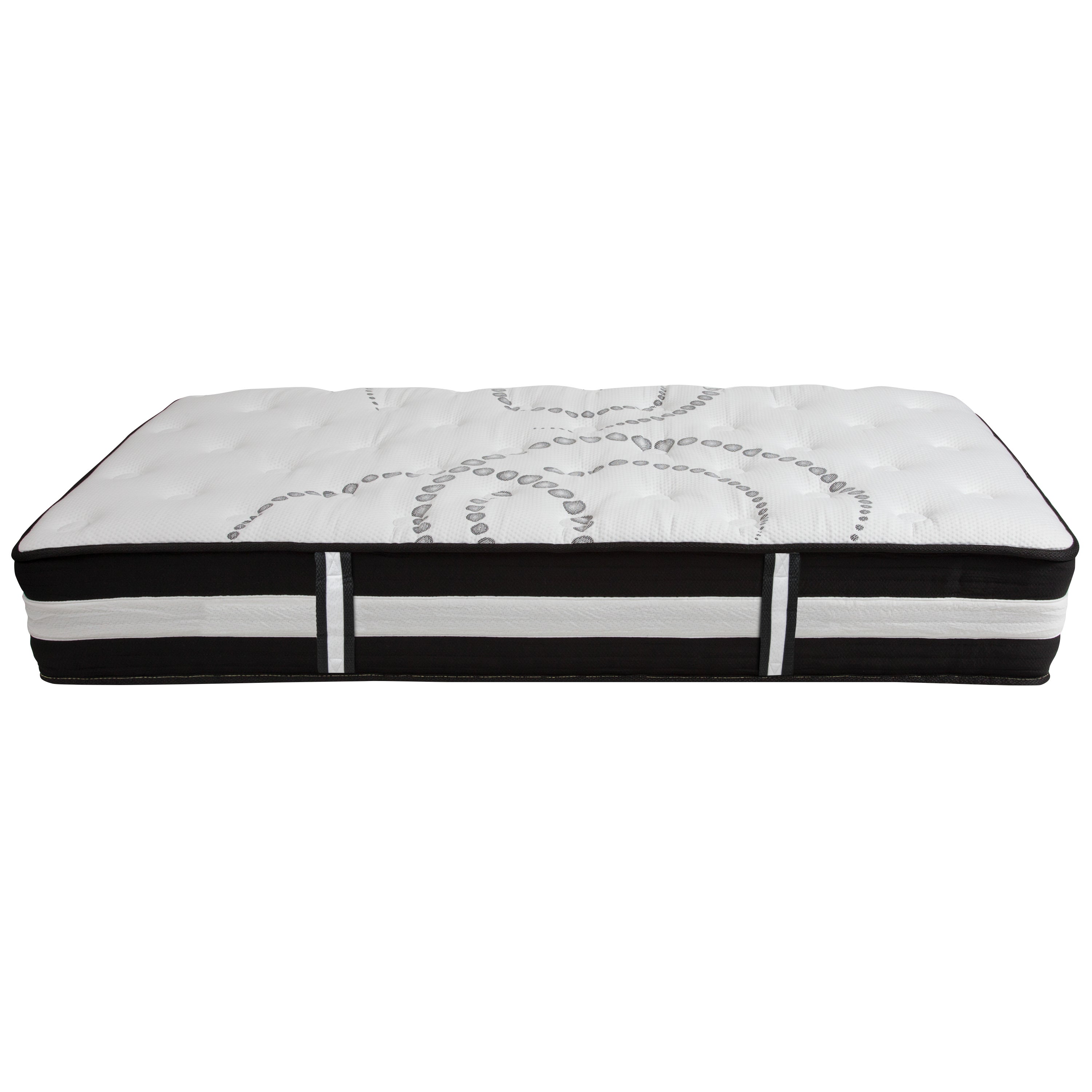 Roxbury Twin Size Tufted Upholstered Platform Bed in Black Fabric with Pocket Spring Mattress