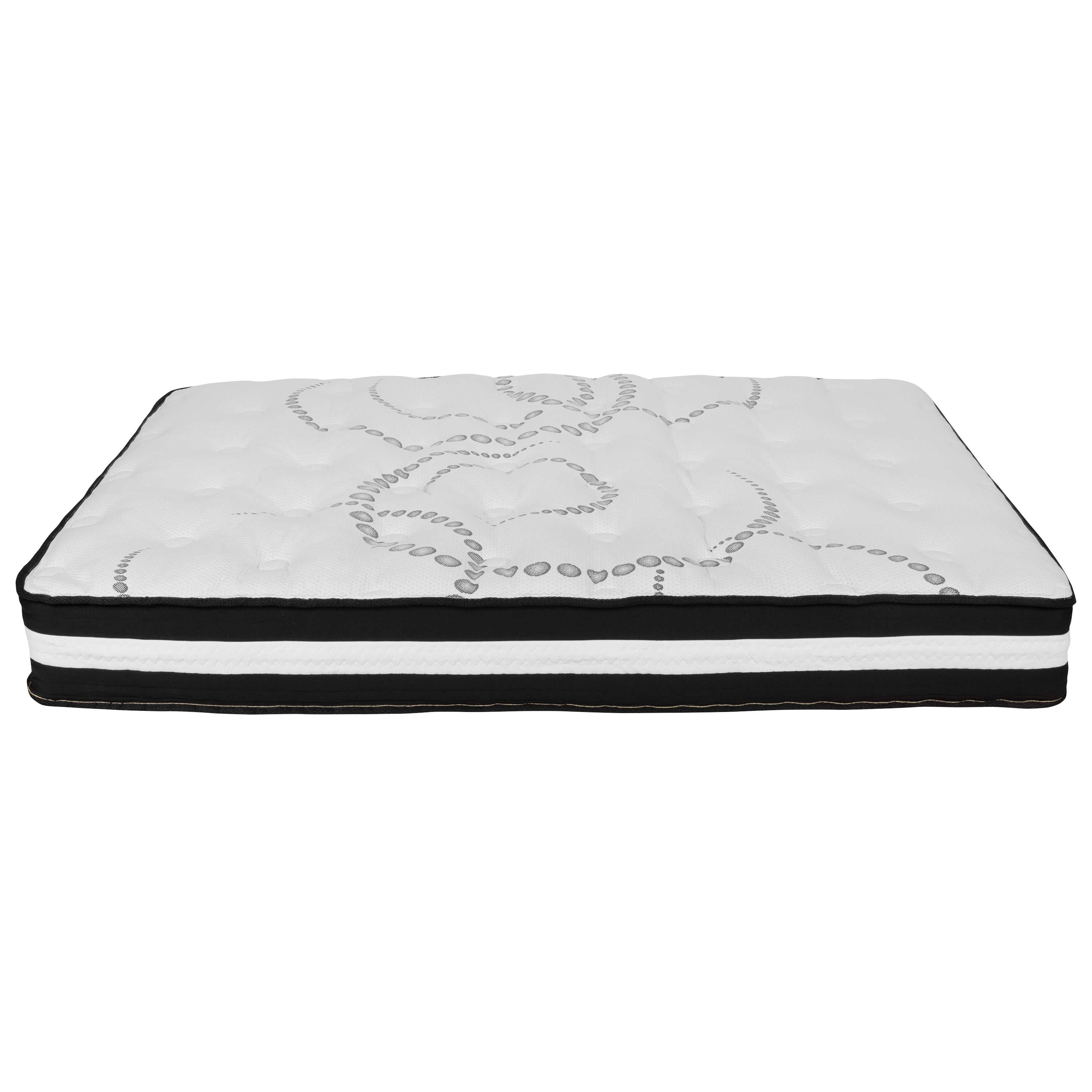 Brighton Full Size Tufted Upholstered Platform Bed in Light Gray Fabric with 10 Inch CertiPUR-US Certified Pocket Spring Mattress