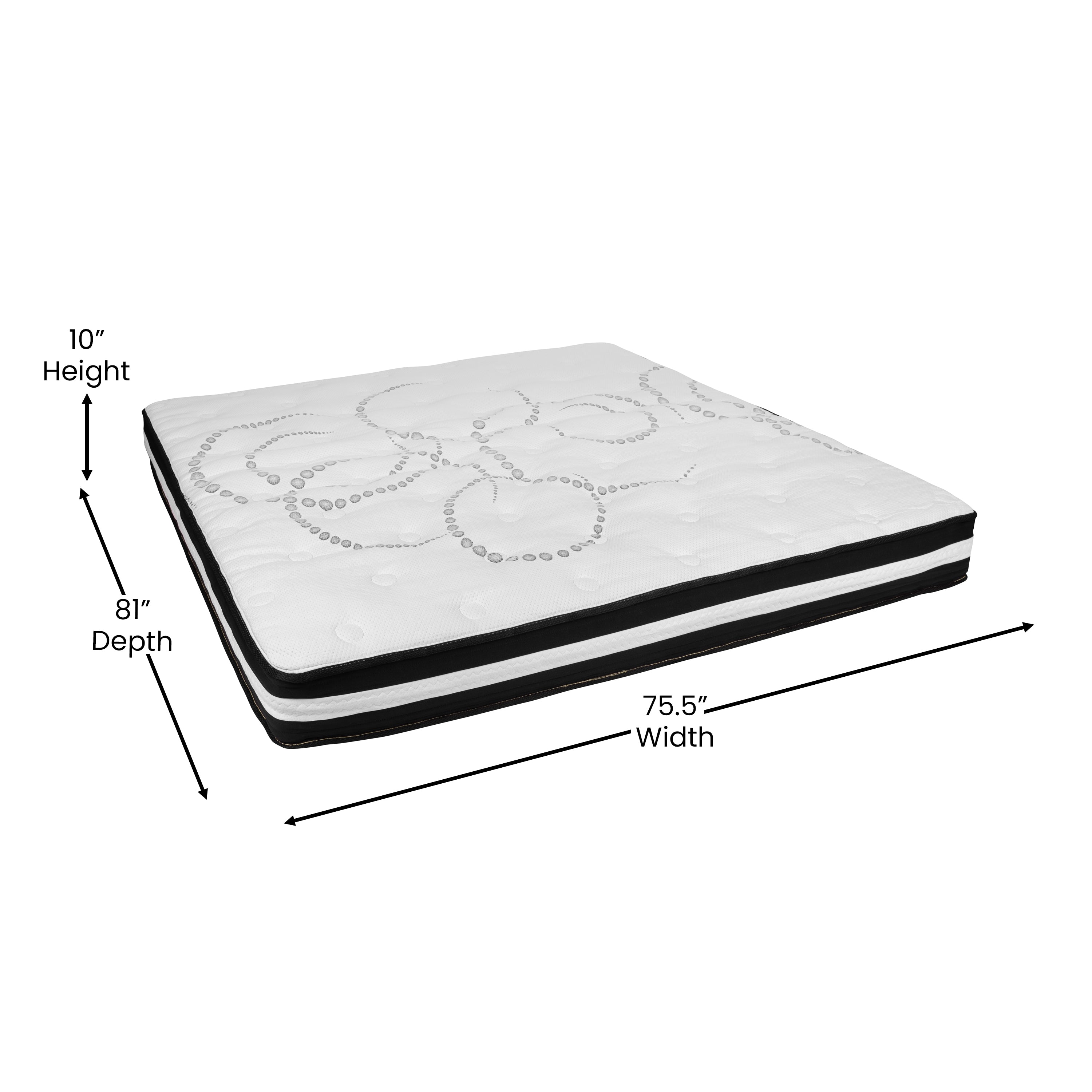 Roxbury King Size Tufted Upholstered Platform Bed in Black Fabric with 10 Inch CertiPUR-US Certified Pocket Spring Mattress