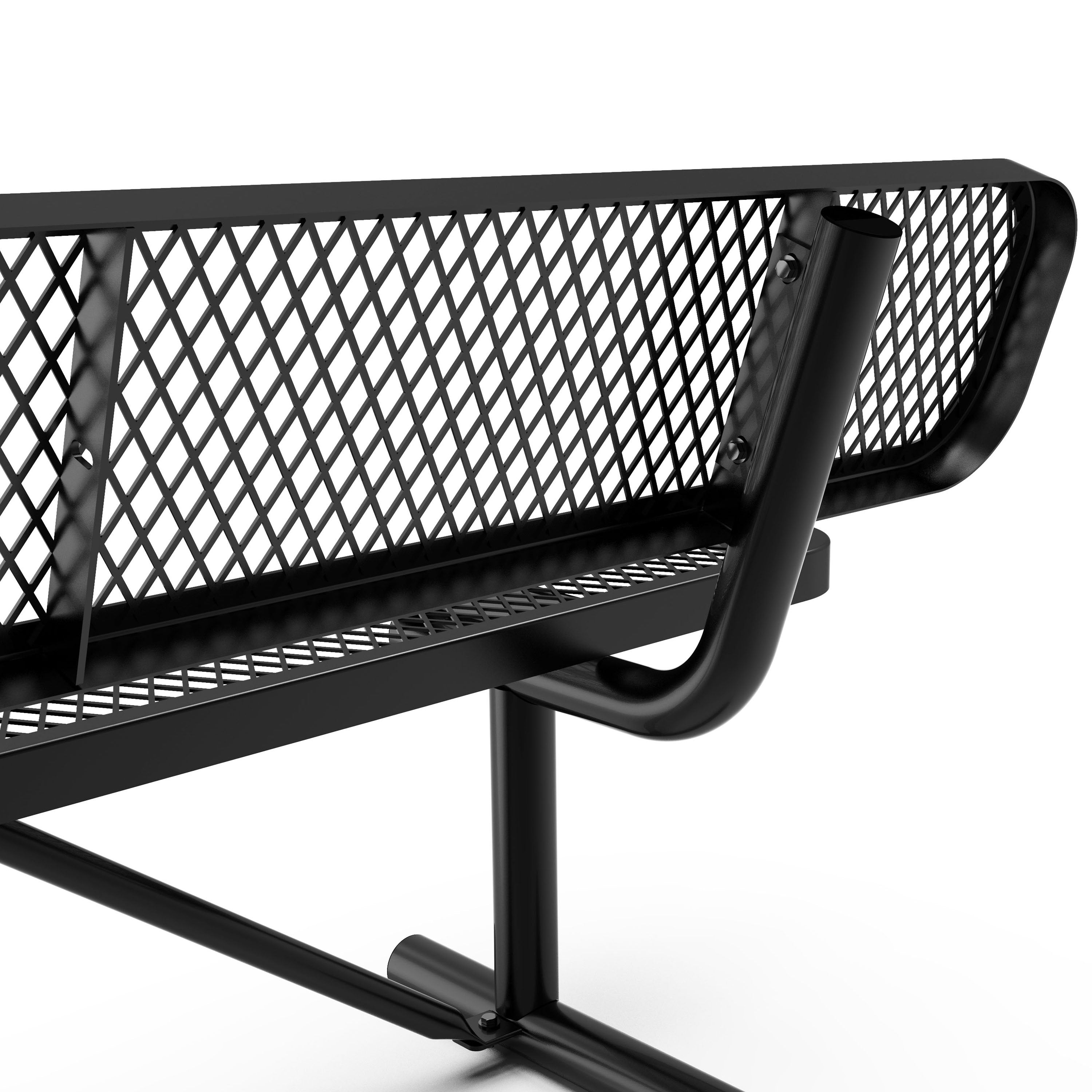 Sigrid 6' Outdoor Bench with Backrest, Commercial Grade Expanded Metal Mesh Seat and Backrest and Steel Frame in Black