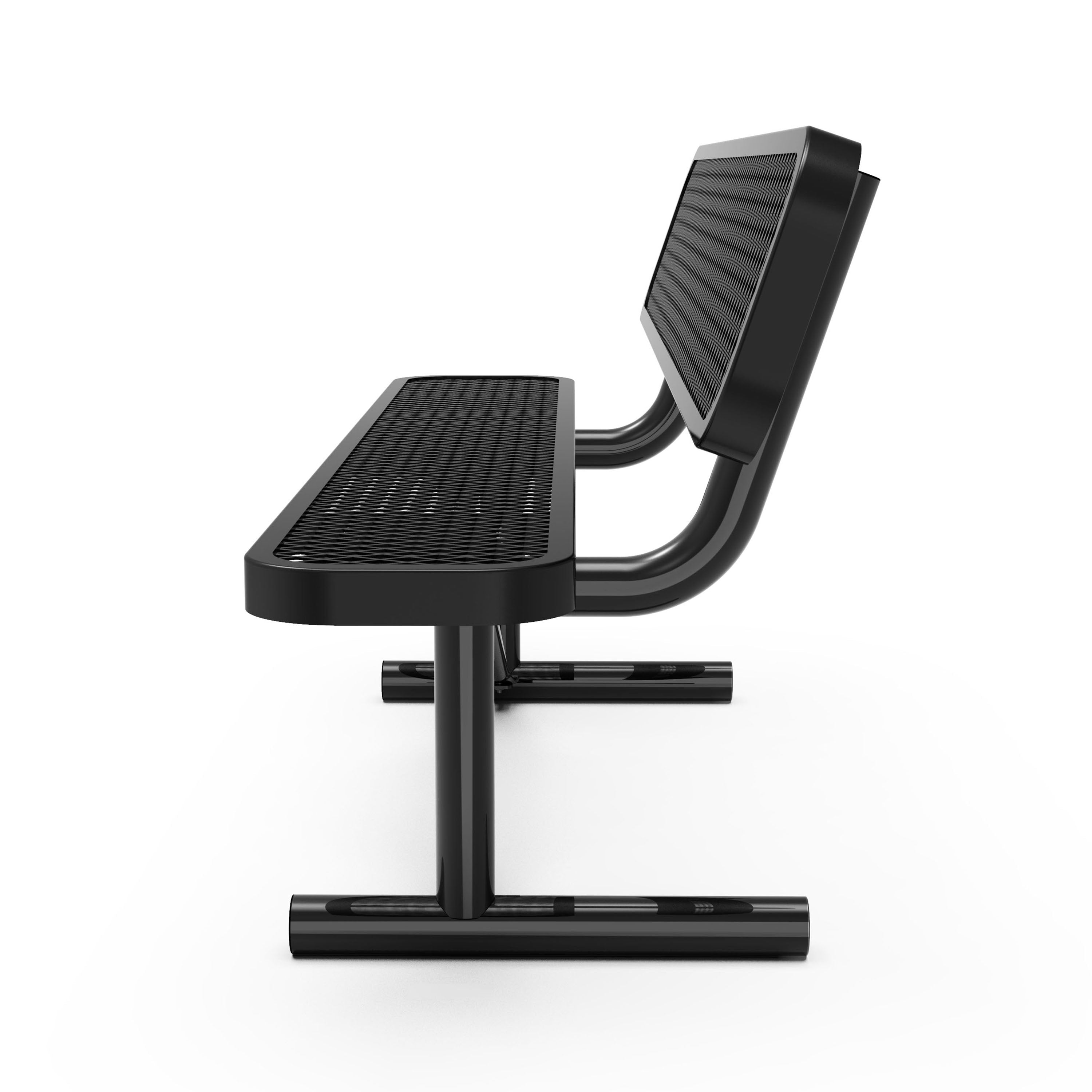 Sigrid 6' Outdoor Bench with Backrest, Commercial Grade Expanded Metal Mesh Seat and Backrest and Steel Frame in Black