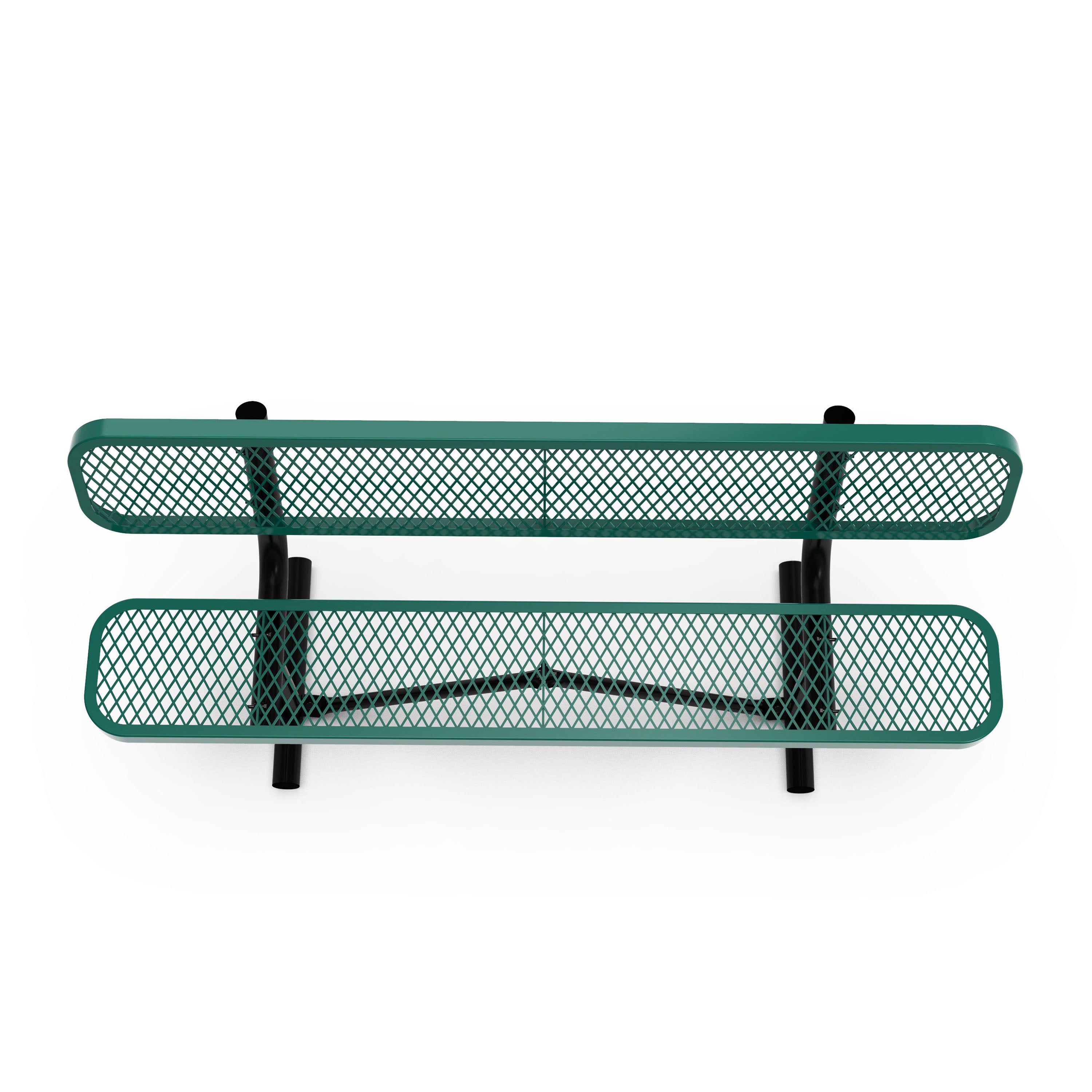 Sigrid 6' Outdoor Bench with Backrest, Commercial Grade Green Expanded Metal Mesh Seat and Backrest and Black Steel Frame