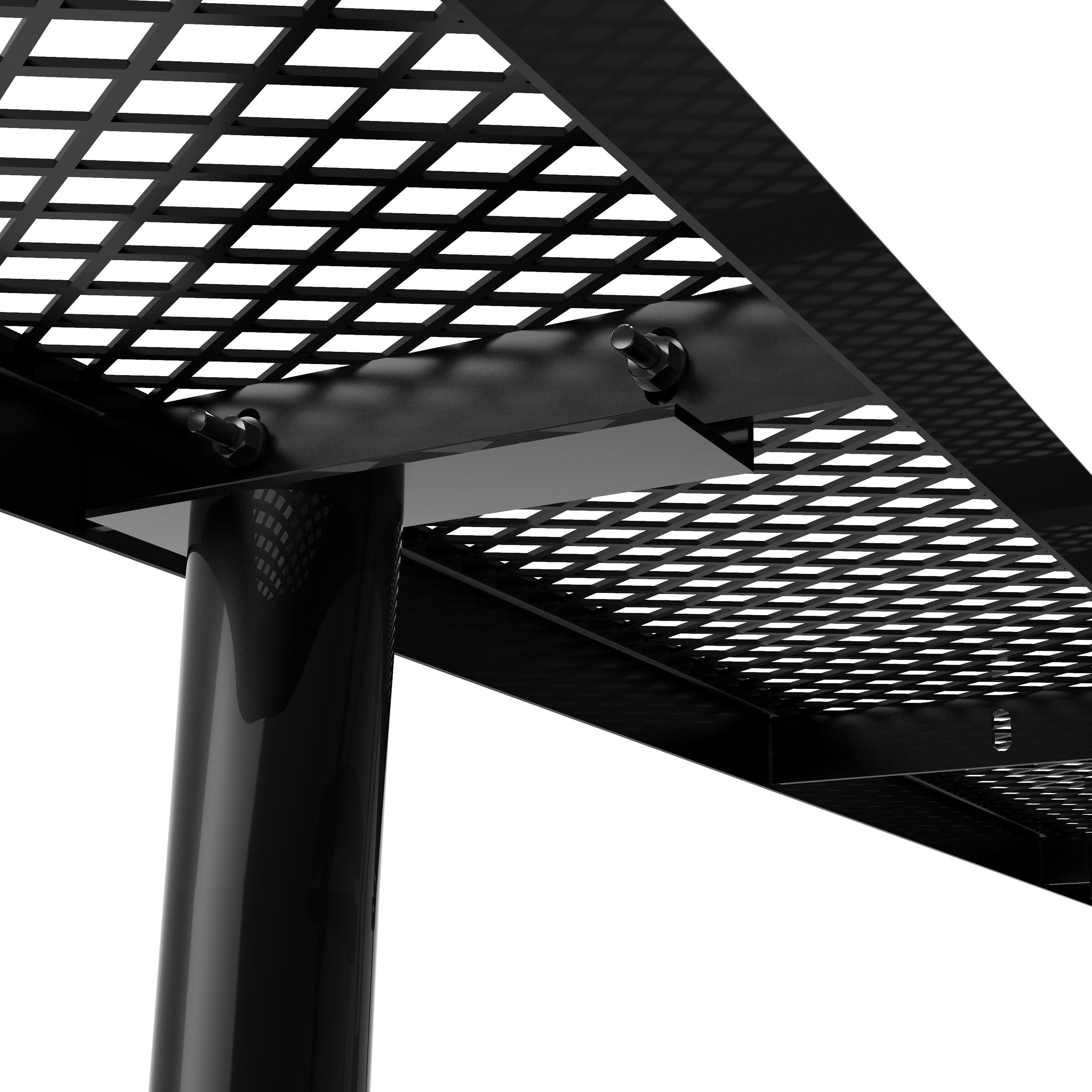 Mantilla 6' Rectangular Outdoor Picnic Table with Commercial Heavy Gauge Expanded Metal Mesh Top and Seats and Steel Frame in Black